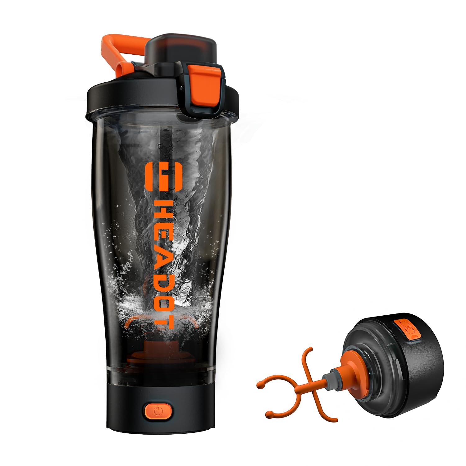 Electric Protein Shaker Bottle 24oz - Rechargeable USB-C Blender Cup for Protein Powder & Supplements - BPA-Free Tritan Material - Perfect for Gym, Workouts & Post-Workout Recovery (Orange)