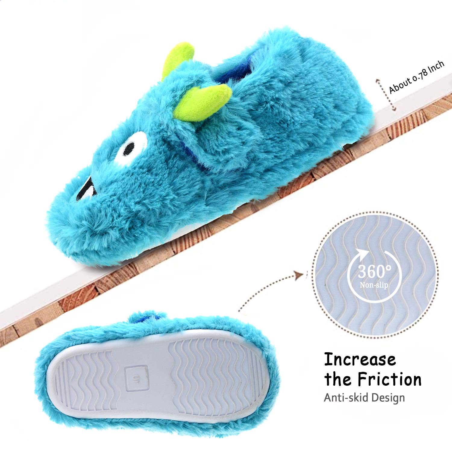 LA PLAGE Boys Monster Slippers for Kids - Soft & Comfortable House Shoes for Toddler Boys, Indoor Bedroom Slippers - Perfect for Home, Playtime & Cozy Winter Wear