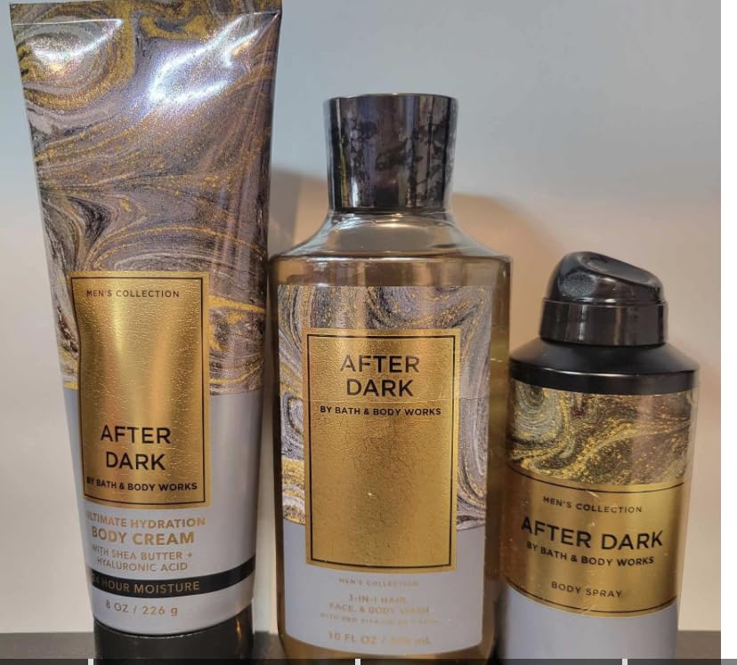 After Dark 3-Piece Gift Set - Shower Gel, Body Mist & Bath Cream (8 oz Each) - Romantic Evening & Self-Care Essentials for Couples & Spa Nights