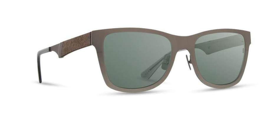 Shwood Canby Metal Sunglasses - Gun Metal/Elm Burl Frame with G15 Lens | Polarized UV Protection for Outdoor Activities, Driving & Fashion