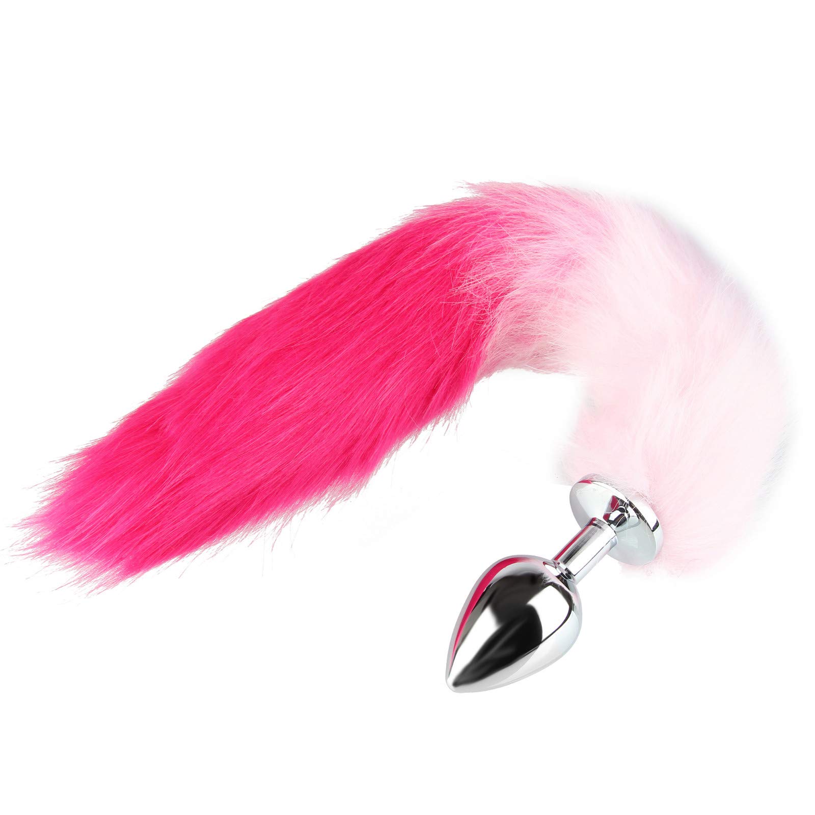Fox Tail Butt Plug Set - Hypoallergenic Metal Anal Plug with Faux Fur Tail for Couples & Beginners - Pink Medium Size for Safe Anal Training, Cosplay & Sensual Play