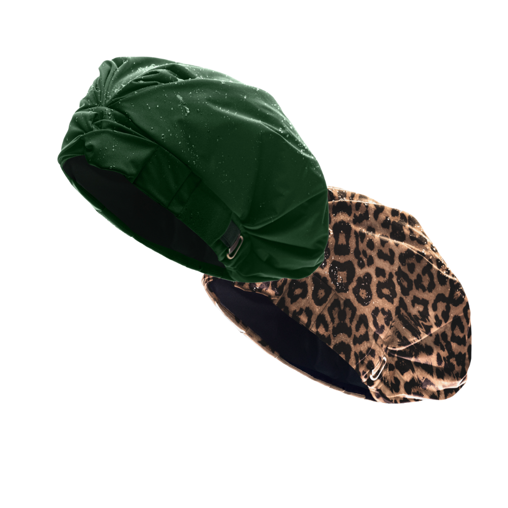 Hairbrella Satin Lined Shower Cap Set of 2 - Waterproof & Reusable for Bath, Swimming, Salon & Travel - Premium Hair Protection for Curly, Natural & Relaxed Hair