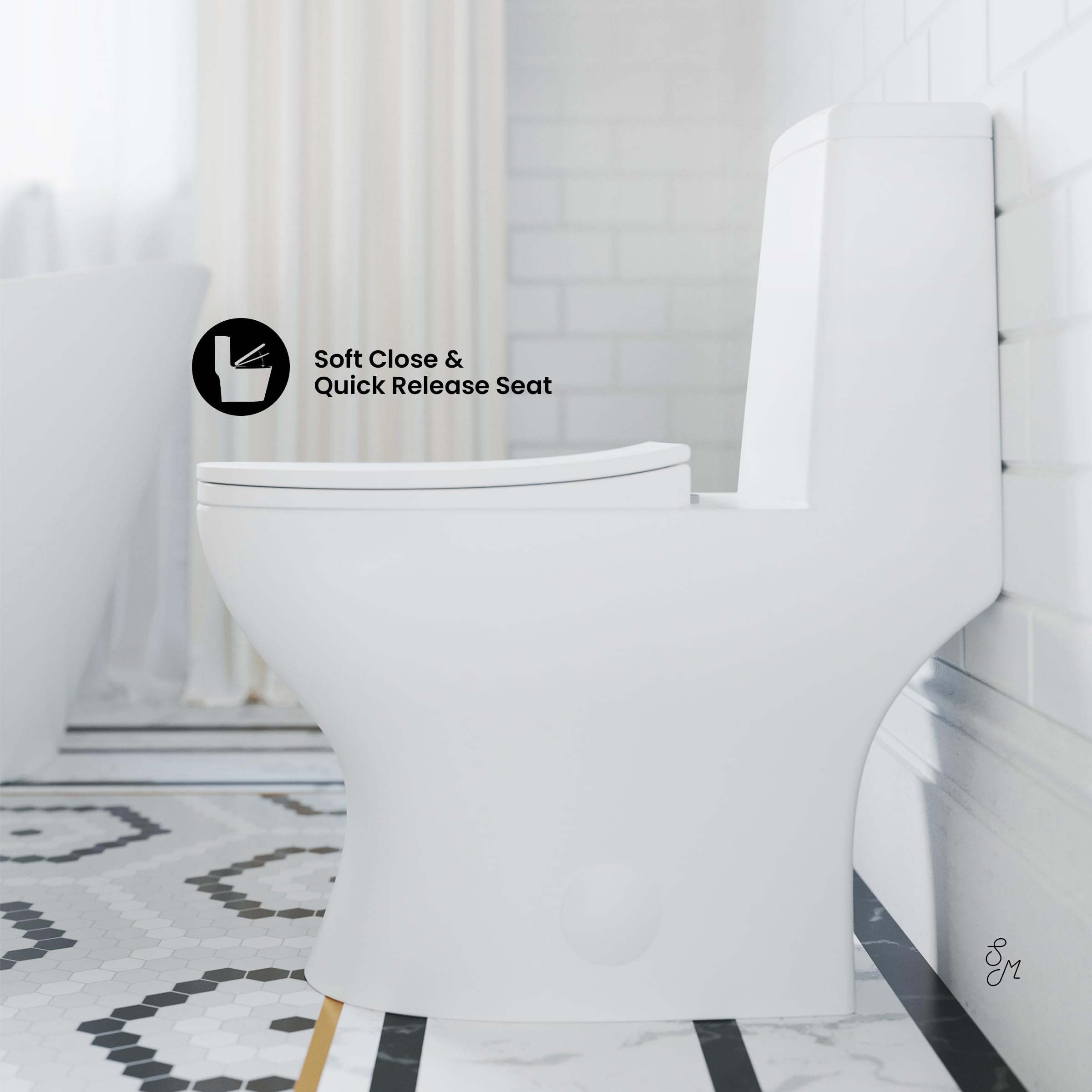 Ivy One-Piece Elongated Toilet with Left Side Flush, 10