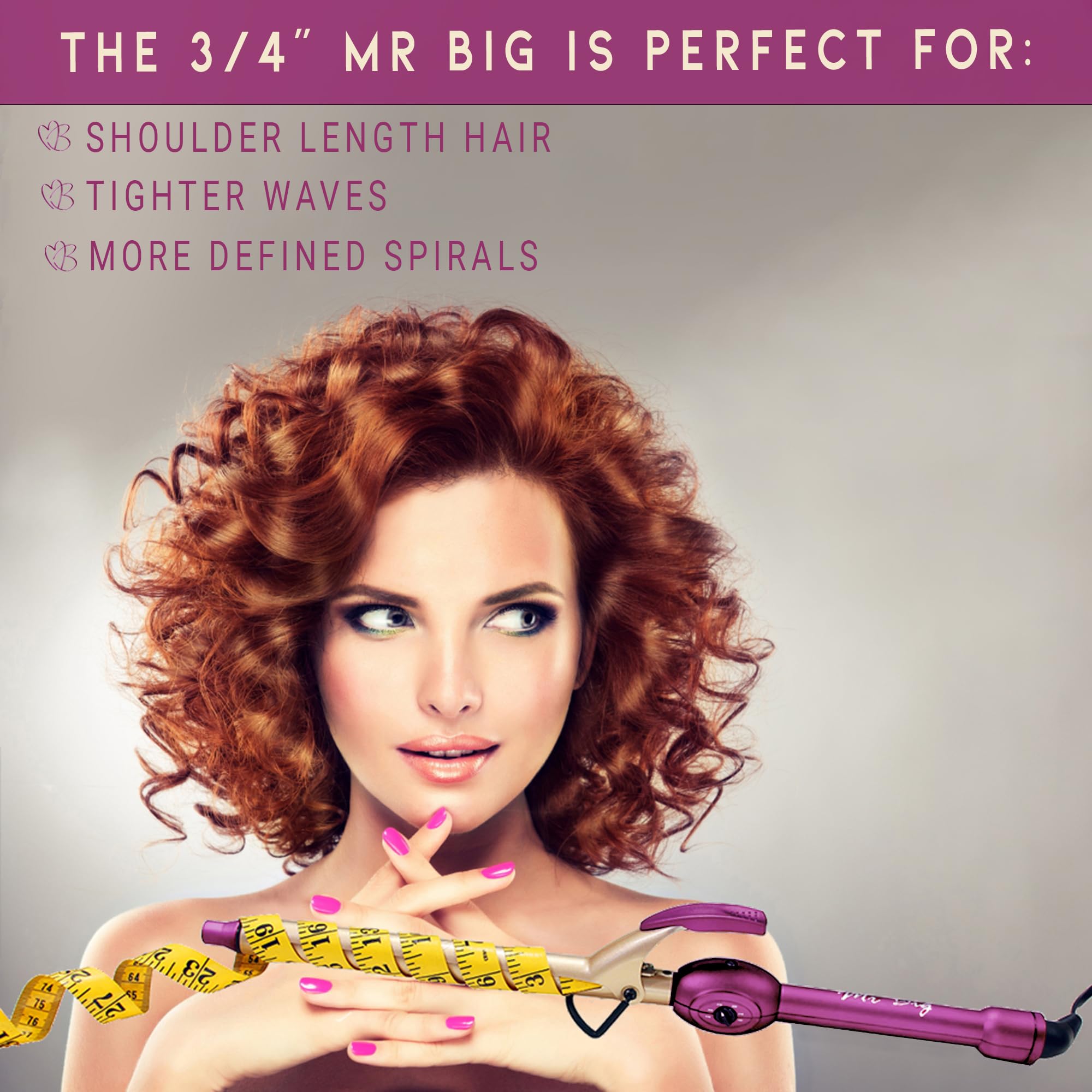 Mr Big Original Hair Curling Iron Wand - Best XL Styling Curling Iron for Long Hair, Creates Beach Waves & Loose Curls, 9.5