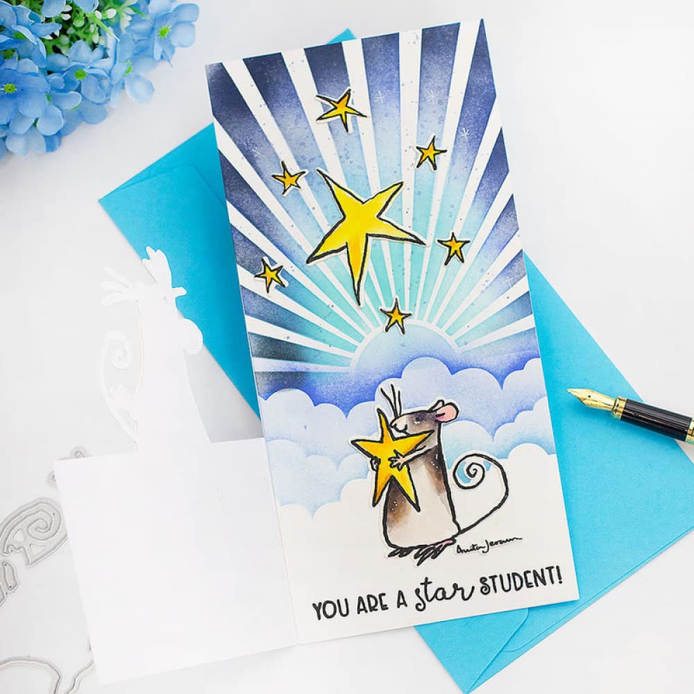 Twinkle Stars Metal Cutting Dies & Silicone Stamps Set for Card Making - DIY Scrapbooking, Paper Crafting, Arts & Crafts - Perfect for Birthday Cards, Wedding Invitations, and Holiday Decorations