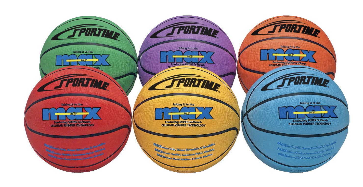 SportimeMax Men's Basketballs - Official Size 29.5 Inch NBA Game Balls - Set of 6 Multi-Color Basketballs for Indoor/Outdoor Court Play, Training & Team Sports
