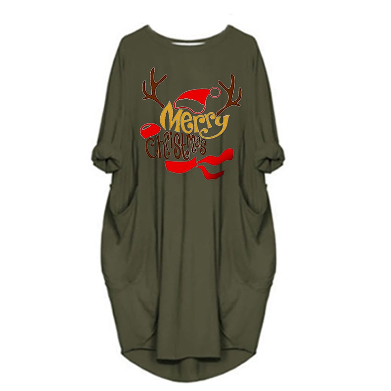 JSARLE Plus Size Christmas Dresses for Women - Casual Long Sleeve T-Shirt Dress for Holiday Parties, Cocktail Events & Festive Gatherings - Perfect for Xmas Celebrations, Office Parties & Family Reunions