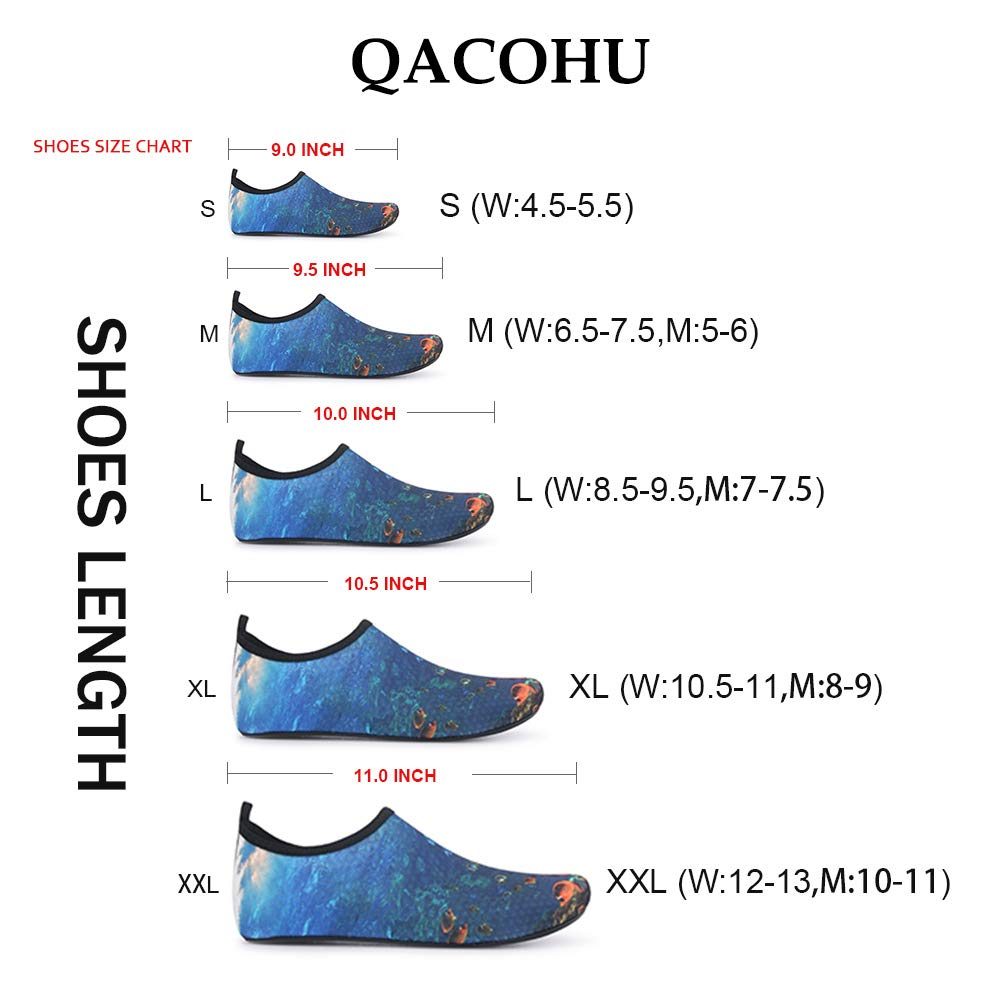 QACOHU Women's & Men's Barefoot Water Shoes - Quick-Dry Aqua Socks for Swimming, Surfing, Diving, Beach & Yoga | Lightweight Skin Shoes for Pool, Gym & Outdoor Water Activities