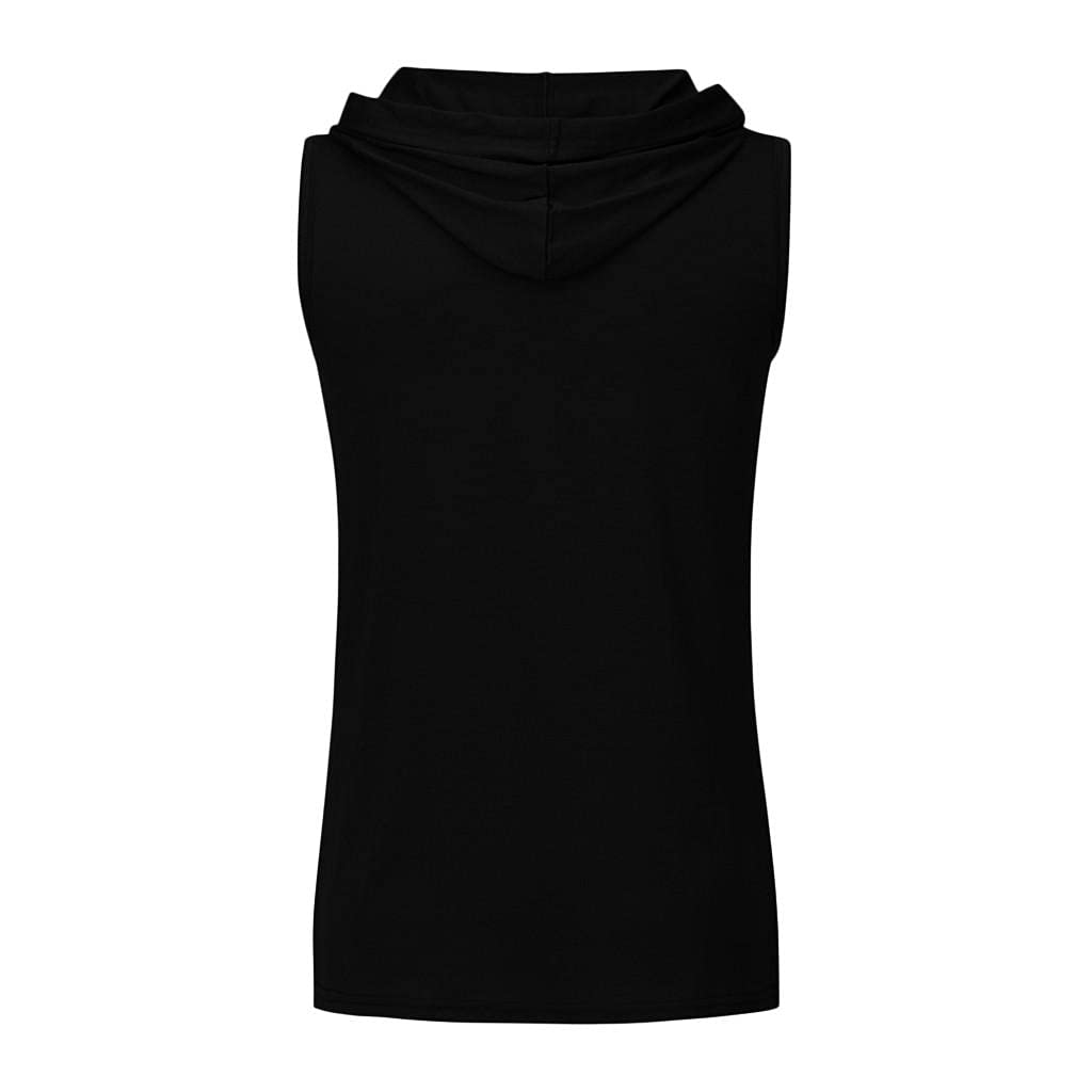 WUAI 2022 Men's Workout Hooded Tank Top - Sleeveless Bodybuilding Shirt for Gym & Fitness | Muscle Cut Off T-Shirt & Hoodie for Weightlifting, Running & Outdoor Training
