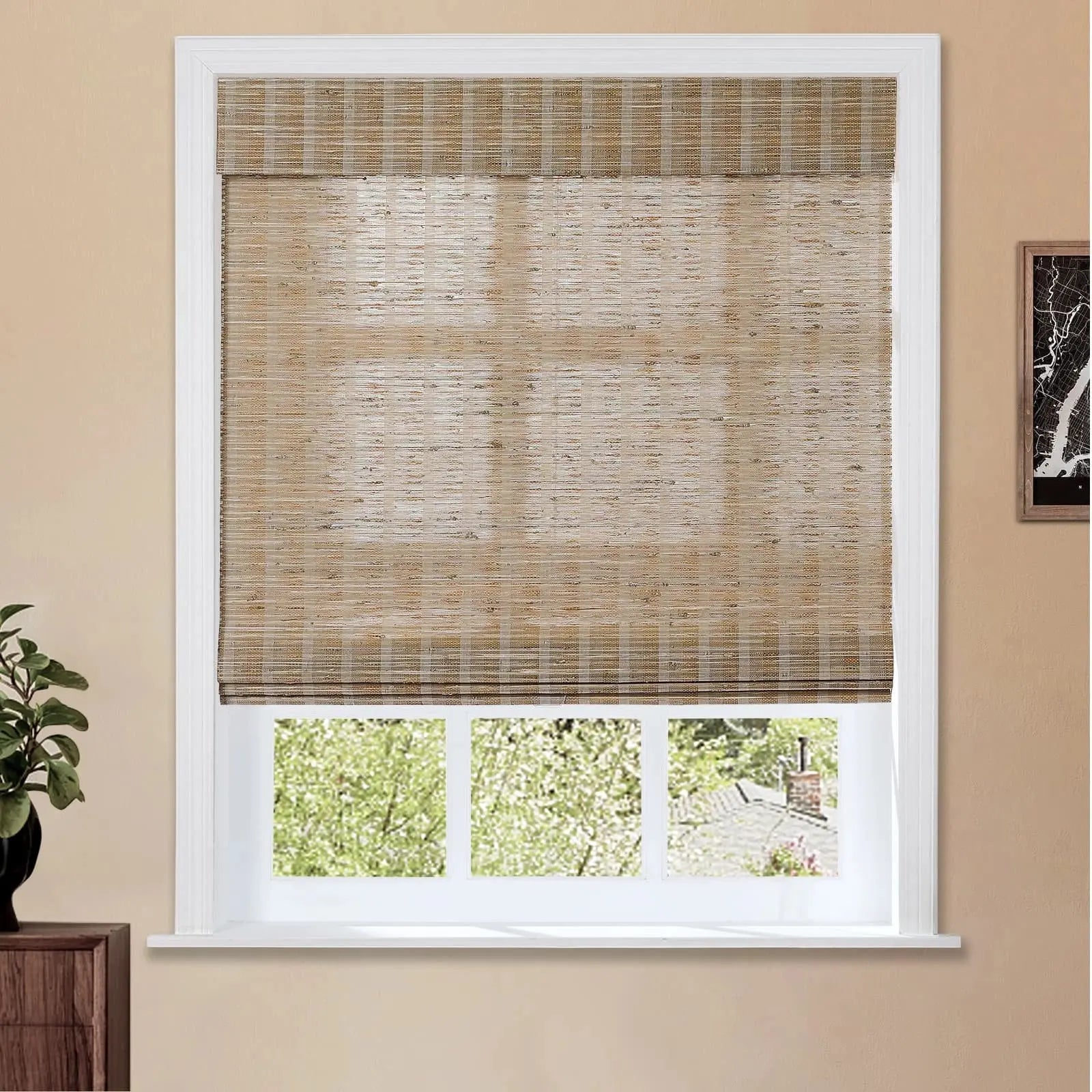 Natural Jute Bamboo Woven Window Shade - Eco-Friendly Roller Blind for Living Room, Bedroom & Office - Light Filtering & UV Protection Home Decor