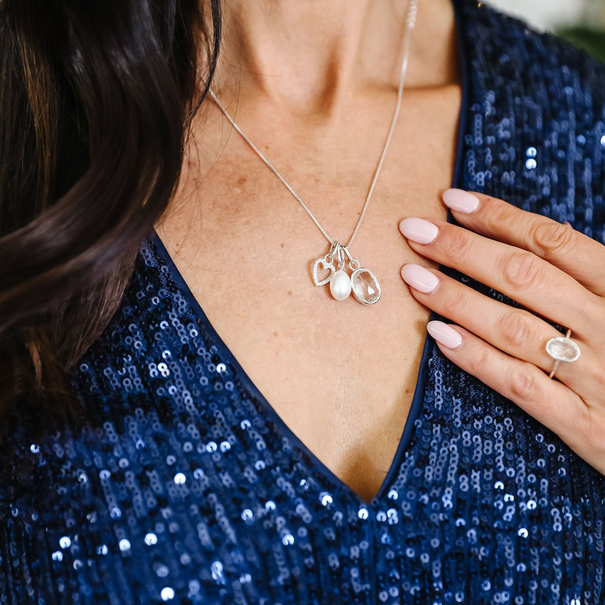 FRAICHE HELEN Baroque Pearl Charm Necklace - Sterling Silver Jewelry for Women, Elegant Gift for Wedding, Anniversary & Special Occasions