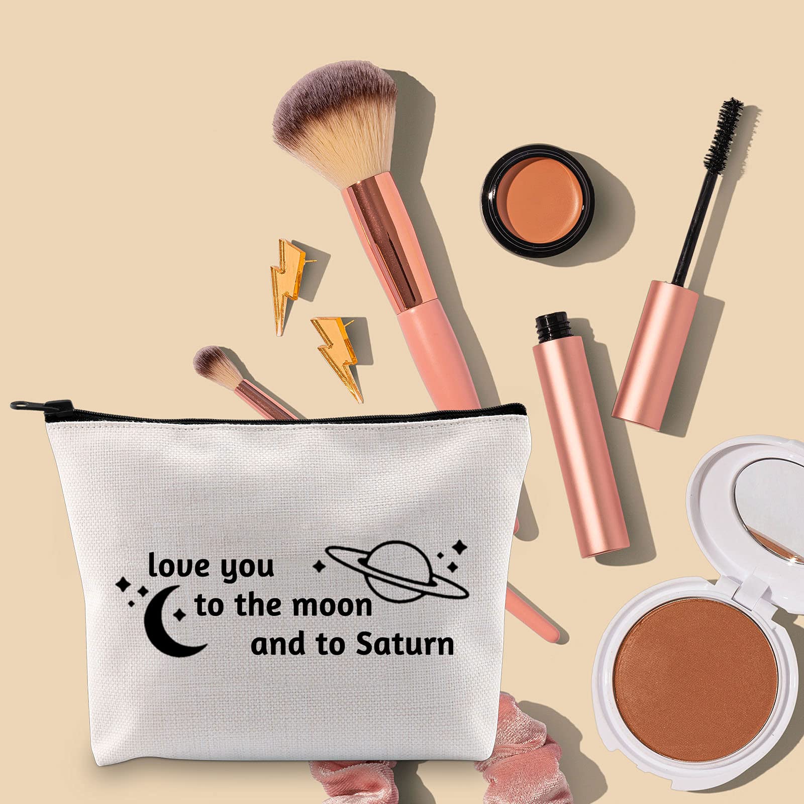 TOBGBE Singer Lyrics Inspired Makeup Bag - Unique Album Themed Gift for Music Fans (Moon & Saturn Design) - Perfect for Concerts, Travel & Daily Use