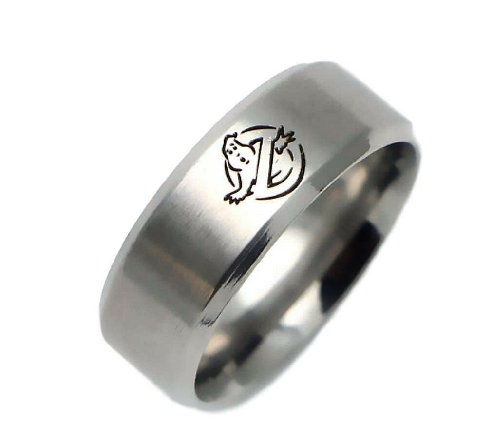 Classic Movie No Ghost Logo Stainless Steel Cosplay Ring - Durable Metal Jewelry for Halloween Costumes, Anime Conventions & Gothic Fashion Accessories