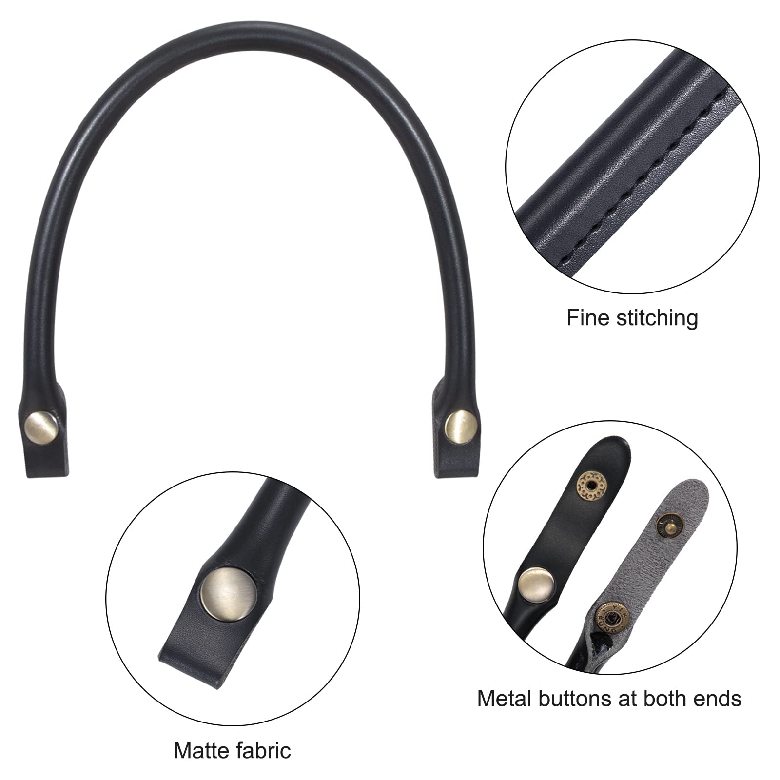 Premium Replacement Handbag Handles Leather Straps with Snap Button - DIY Bag, Purse, Laptop Case & Briefcase Making Accessories - Perfect for Handcrafting, Repairing & Customizing Bags