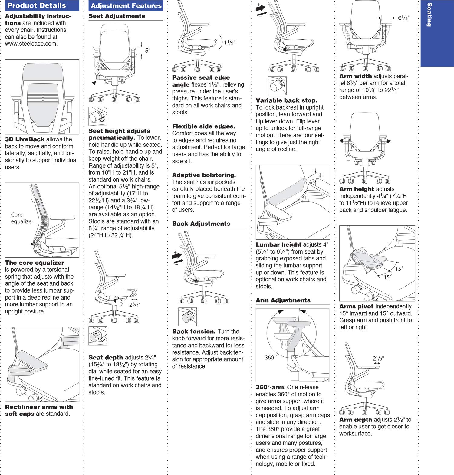 Steelcase Gesture Ergonomic Office Chair with Adjustable Headrest & Lumbar Support - Cogent Connect Nickel Fabric - Hard Floor Casters - Platinum Frame - Perfect for Home Office & Corporate Workspaces