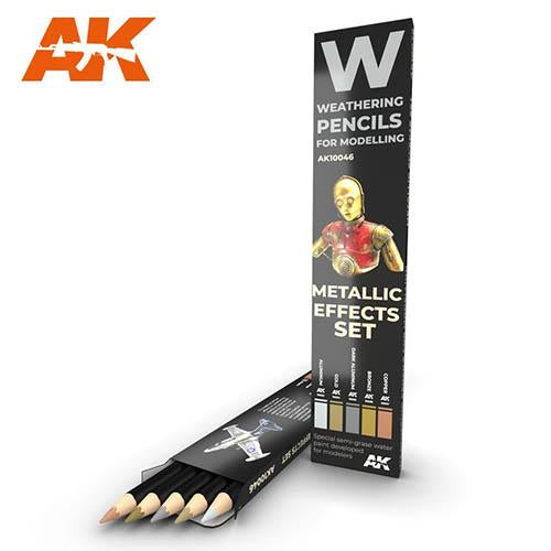 AK Interactive AK10046 Weathering Pencil Set - 5 Metallic Colors for Model Painting & Miniature Detailing | Perfect for Warhammer, Gundam & Scale Models