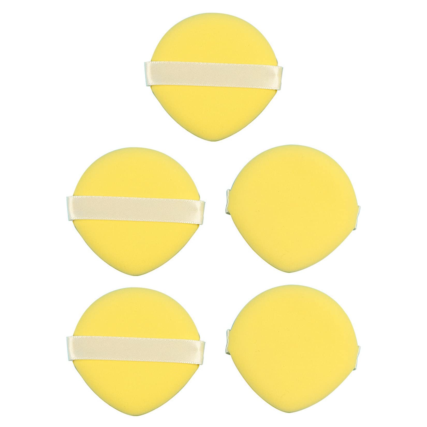 Double-Sided Powder Puff with Strap - 5pcs Makeup Sponge for Wet & Dry Use - Liquid Foundation, Cream, Powder & Concealer Application - Perfect for Loose Powder & On-The-Go Touch Ups