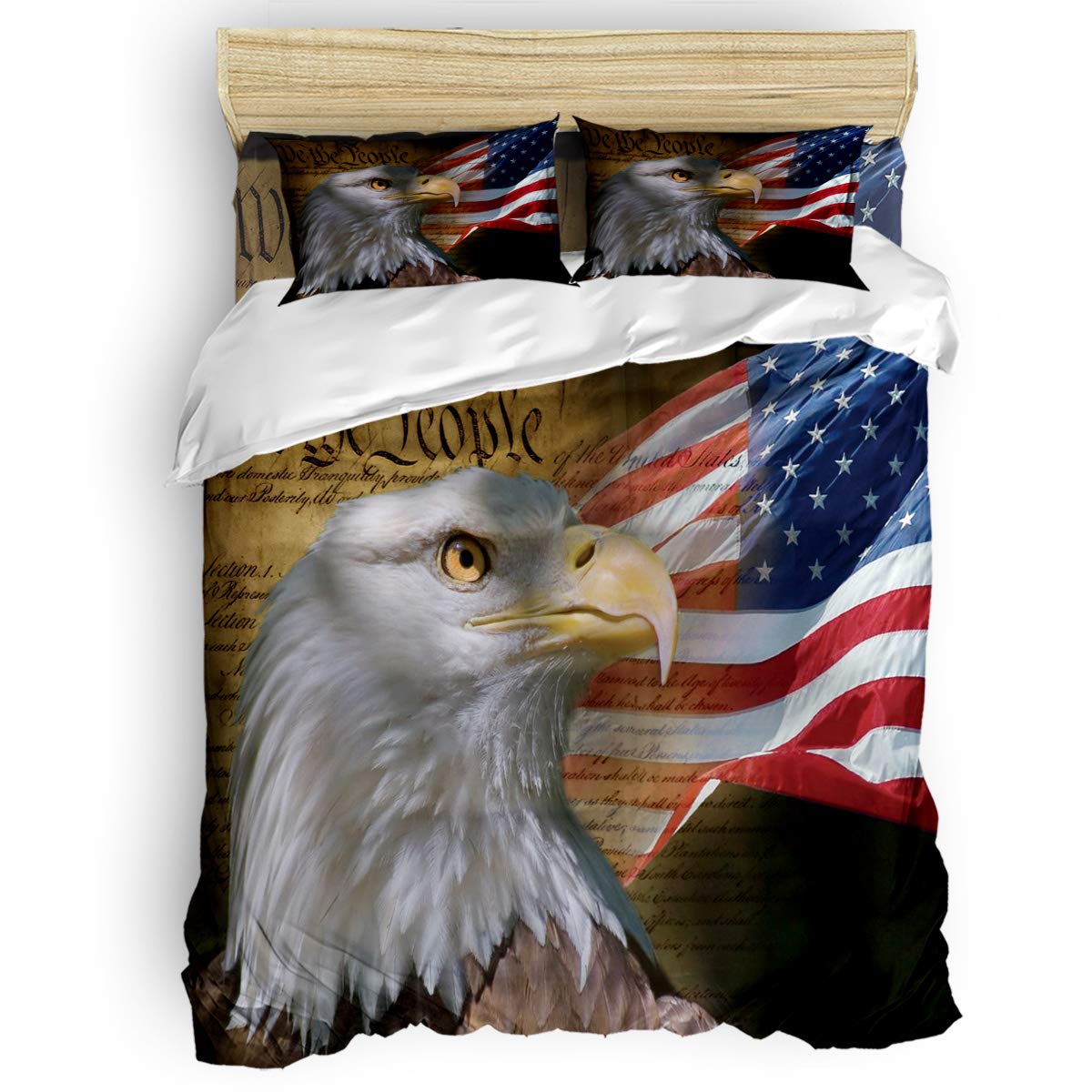 American Flag Duvet Cover Set 4-Piece - Soft Patriotic Bedding with 2 Pillowcases for Kids, Teens, Women & Men | California King Size | Perfect for Bedroom Decor, 4th of July Celebrations & Patriotic Home Styling