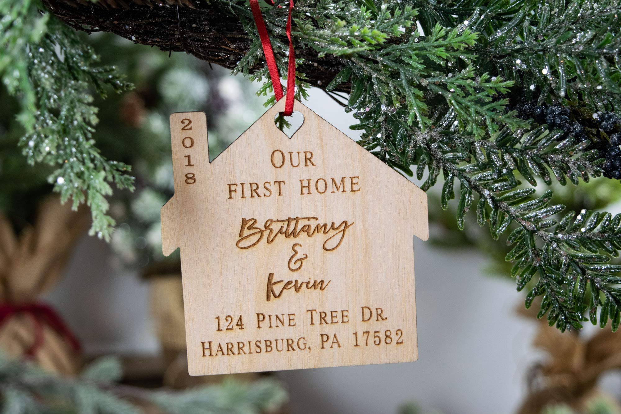 Personalized Our First Home Ornament - New House Gift for 2020, Real Estate Closing Gift, Custom Housewarming Present with Address - Perfect for New Homeowners & Housewarming Parties
