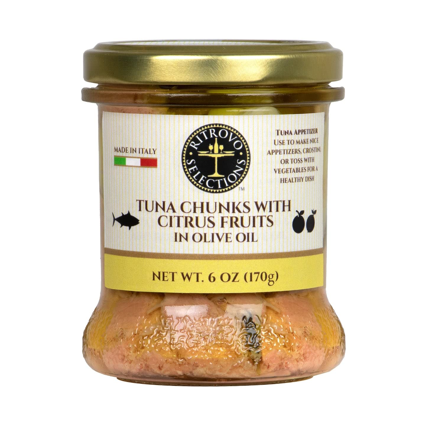 Premium Tuna in Olive Oil with Citrus Flavor - 6 Oz Can | High-Quality Seafood for Salads, Sandwiches & Pasta Dishes | Retirovo Selections Gourmet Canned Fish
