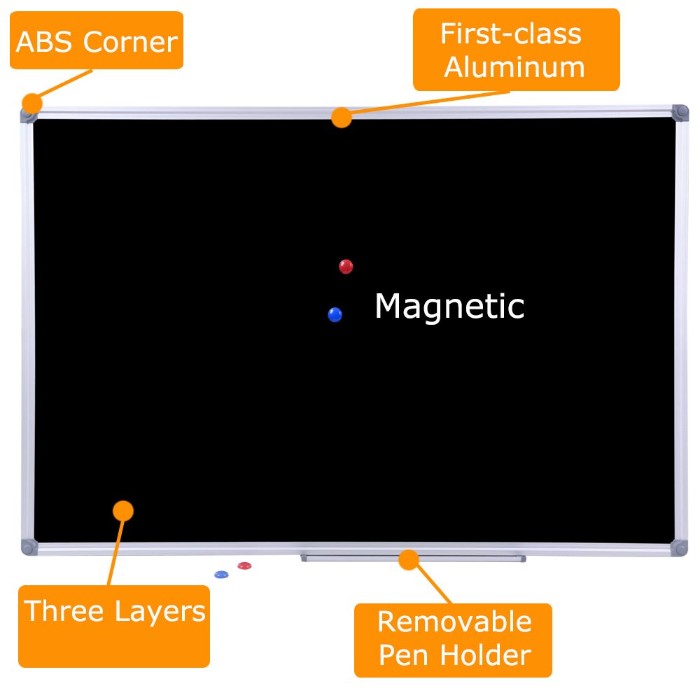 36 x 48 Inch Large Magnetic Chalkboard for Classroom & Home - Hanging Blackboard with Aluminum Frame & Marker Tray - Perfect for Teaching, Learning, Office Notes & Kids Drawing
