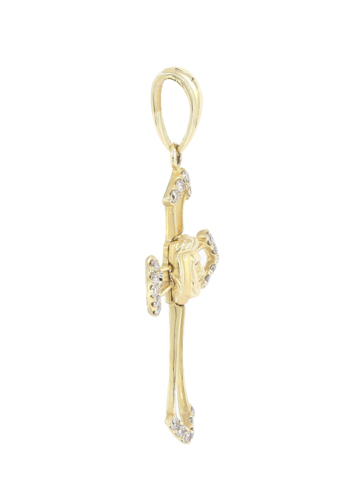 0.2 Carat Diamond Cross Pendant Necklace - 1.54 Grams 14K Gold Religious Jewelry for Women & Men - Perfect for Baptism, First Communion, Confirmation & Everyday Wear