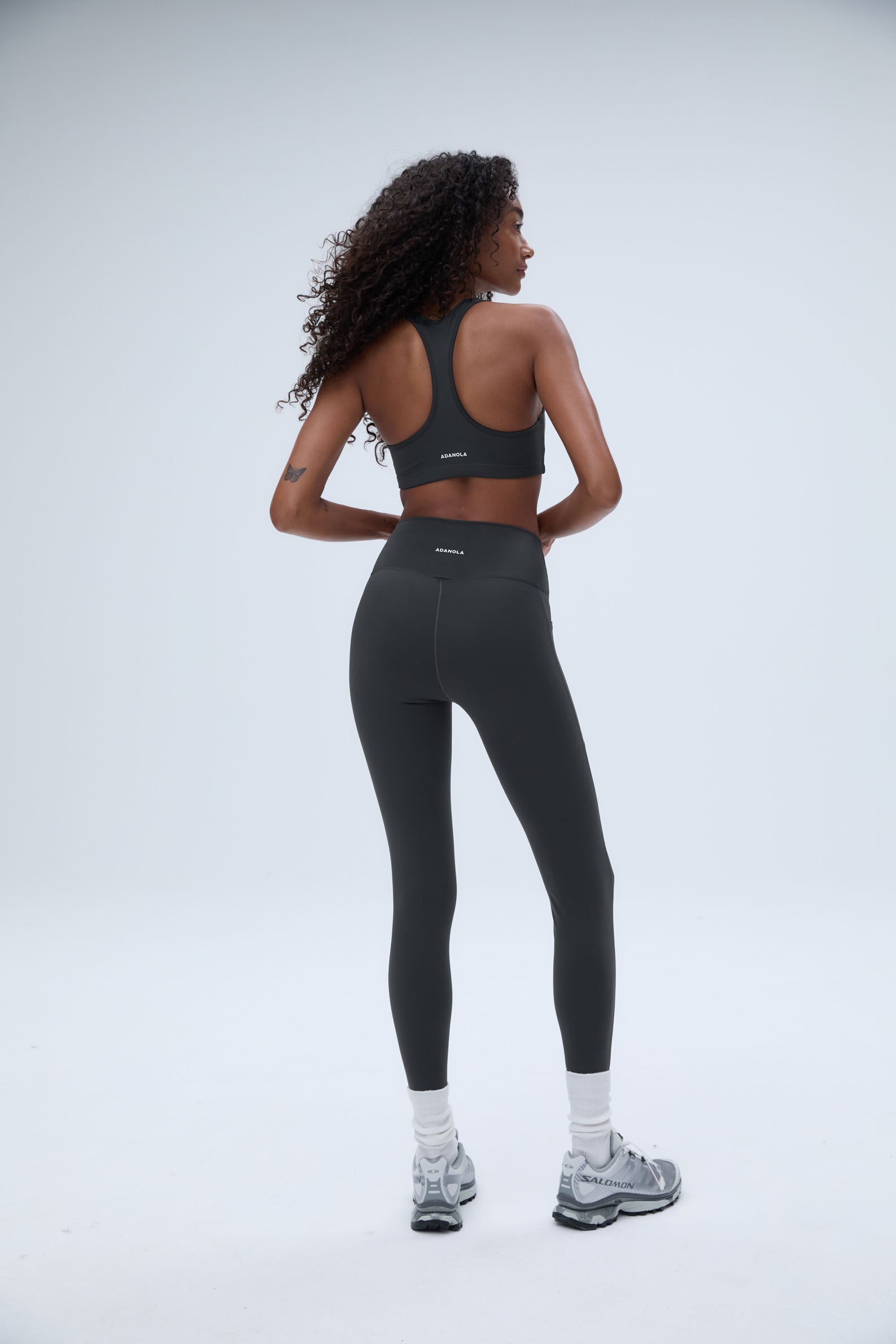 Ultimate Scoop Neck Racerback Sports Bra - Graphite Grey for Yoga, Running & Gym Workouts