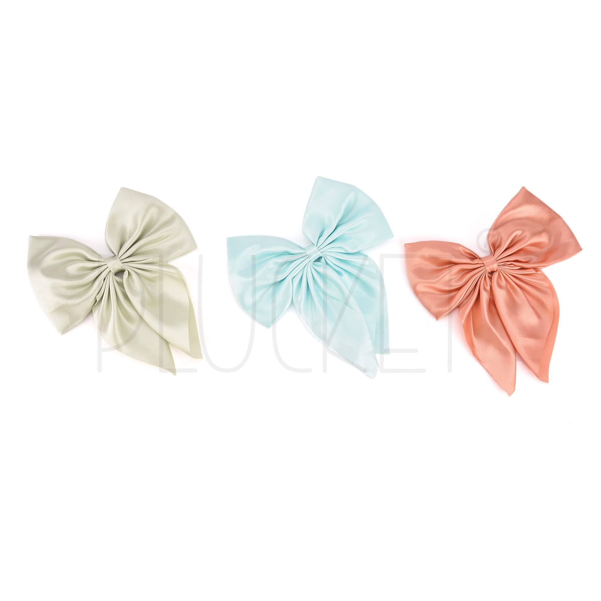 PLUCKET® Women's Satin Bow Hair Clips - Dark Peach Alligator Hairpins, Sweet Big Bow Barrettes, Duckbill Hair Accessories for Women & Girls - Perfect for Weddings, Parties & Everyday Styling