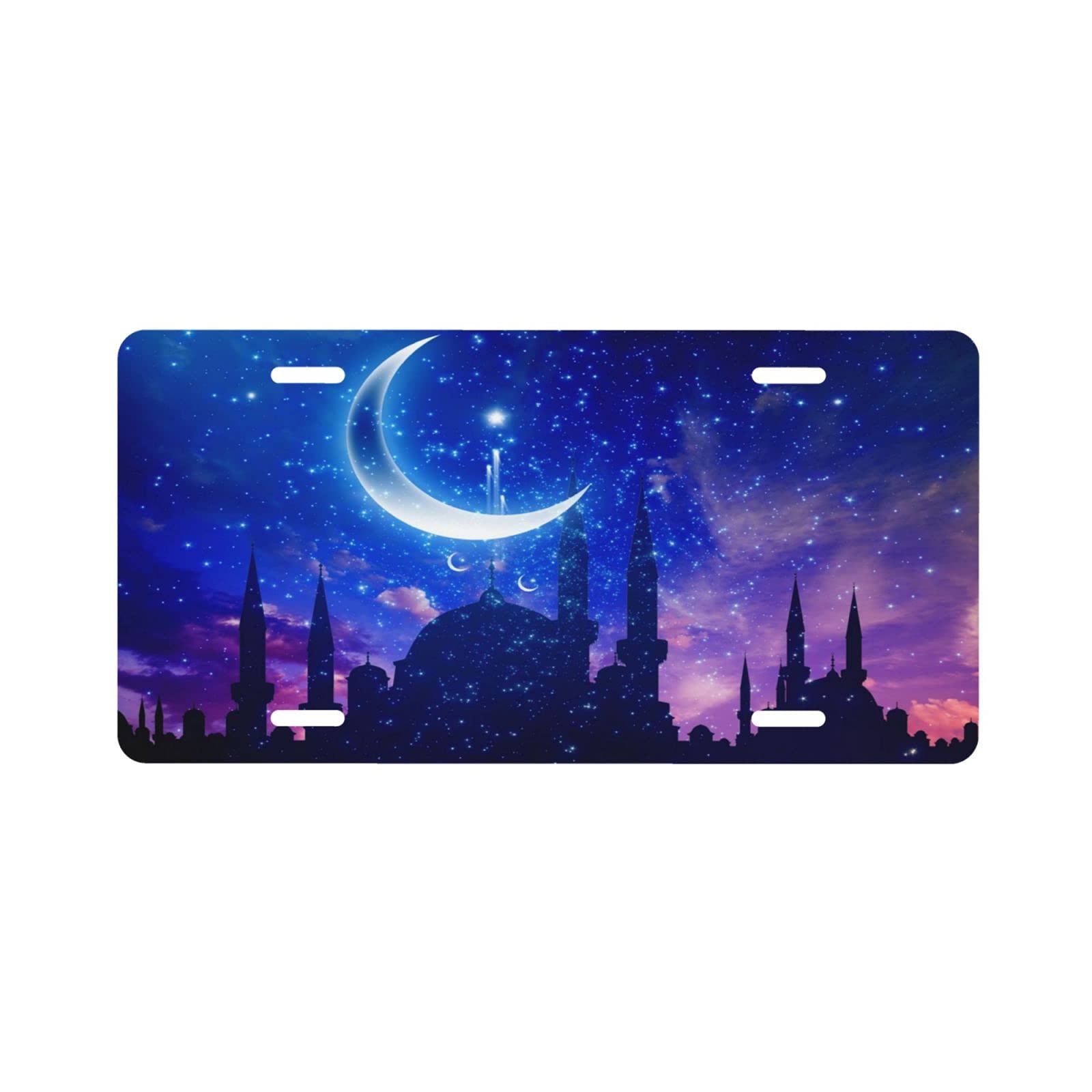 Ramadan Decorative Car License Plate - 6x12 Inch Aluminum Vanity Tag for Men, Women & Kids - Perfect for Holiday Car Decorations & Islamic Festival Celebrations