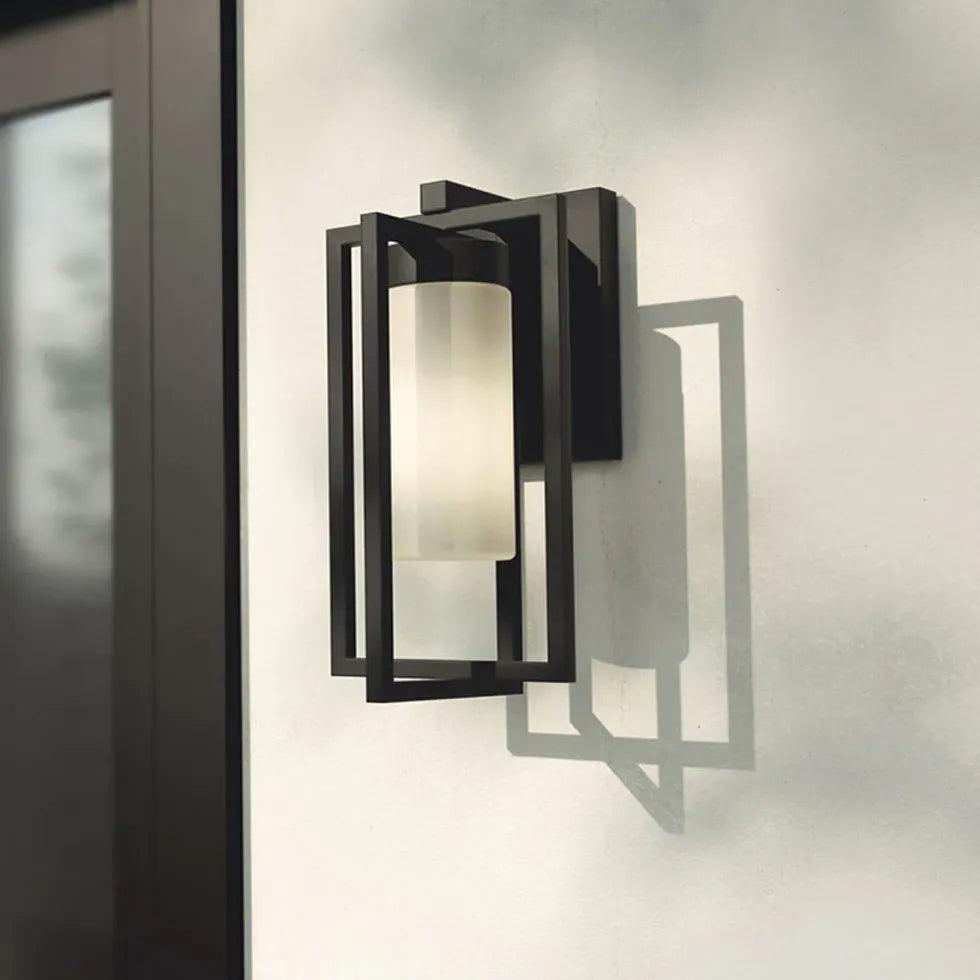Modern Rectangular Frame Cylindrical Outdoor Wall Lights - Weatherproof LED Sconce for Porch, Patio, Garden & Exterior Home Lighting