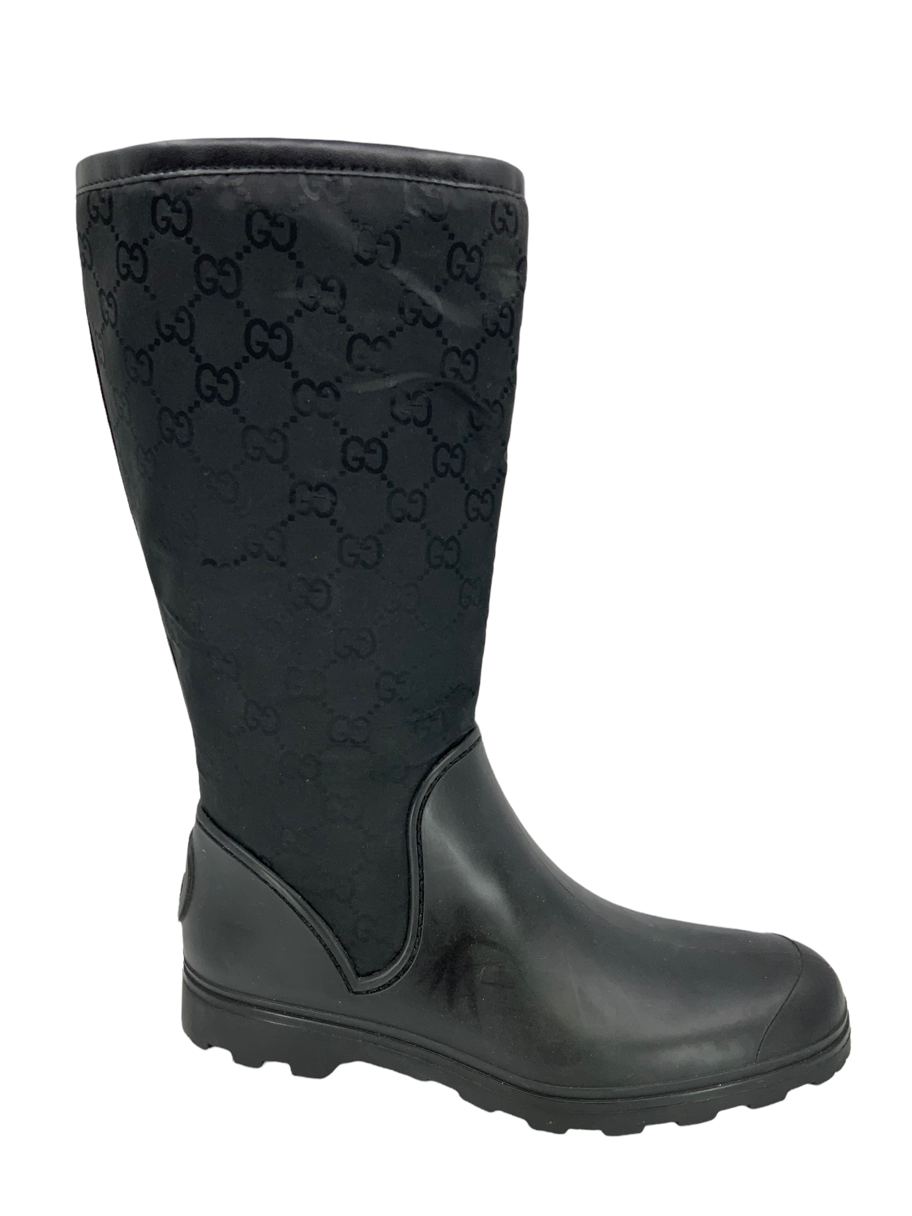 Gucci Prato GG Monogram Rain Boots for Women - Waterproof Chelsea Boots Size 9 - Perfect for Rainy Days, Outdoor Adventures & Fashionable Street Style