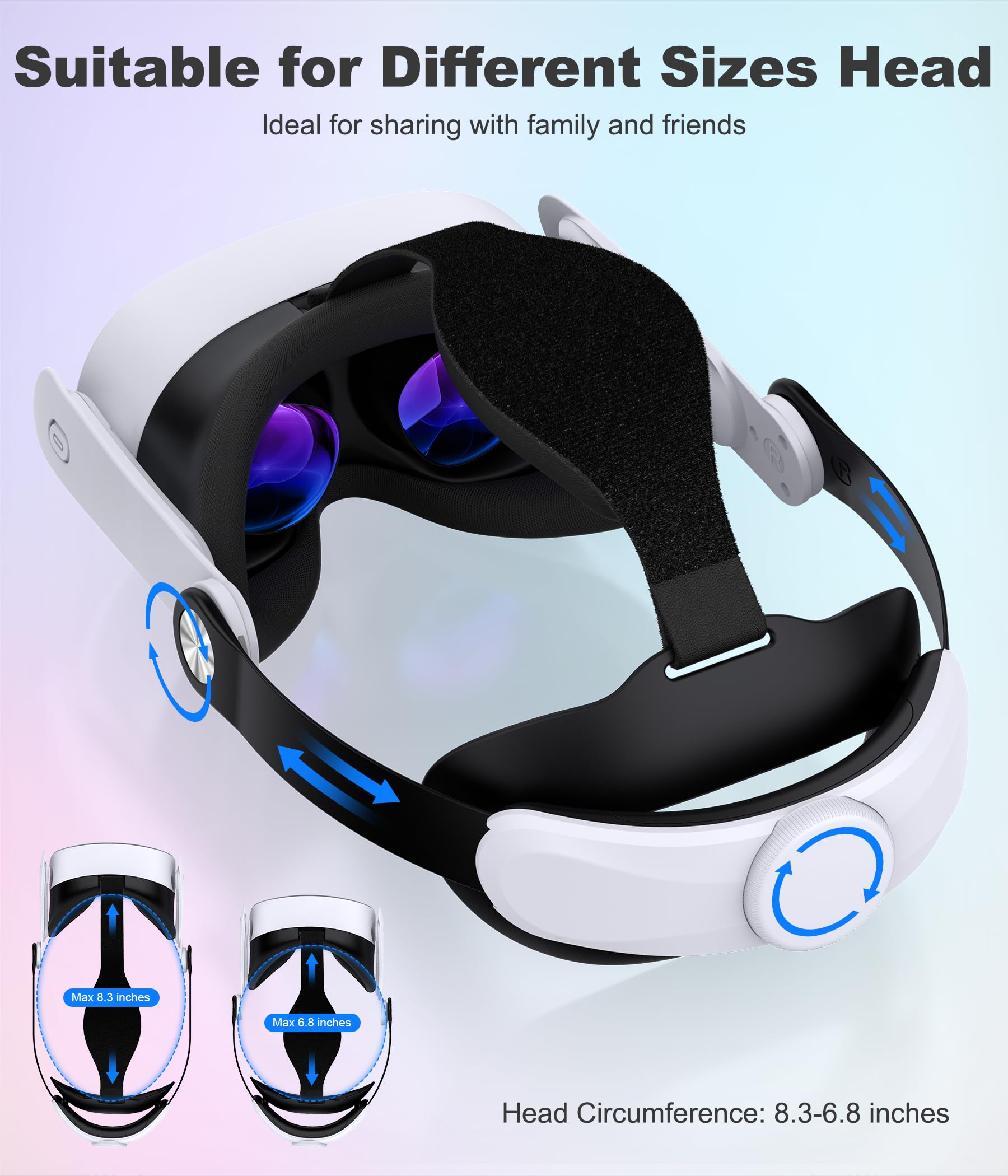 Meta Quest 3S/3/2 Adjustable Head Strap Replacement - Lightweight VR Headset Strap for Enhanced Support & Comfort | Reduces Pressure on Oculus Headsets | Perfect for Gaming, VR Fitness & Extended Play Sessions