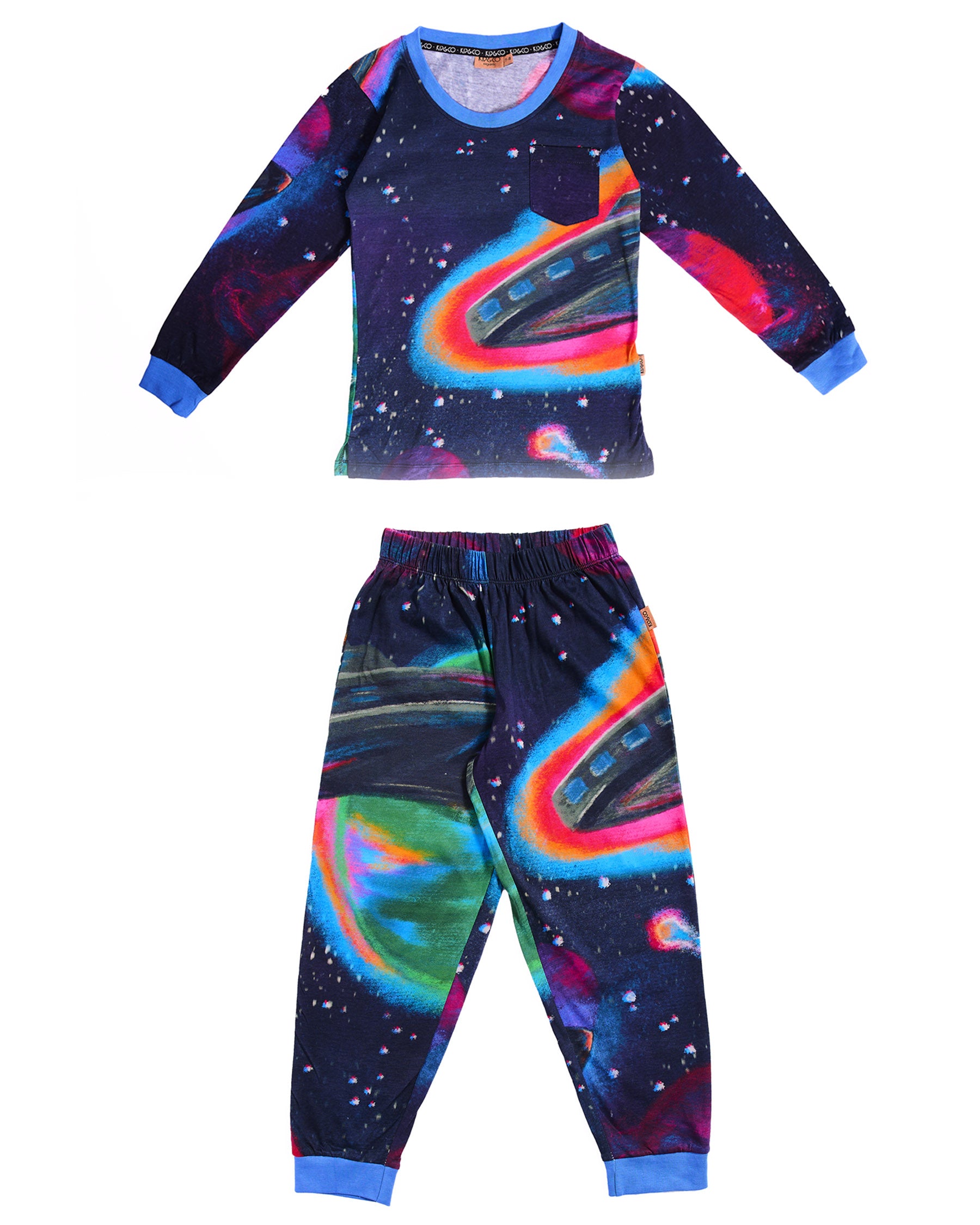 Rocket Man Organic Cotton Long Sleeve Top & Pant Pajama Set - Soft & Breathable Sleepwear for Men & Women - Perfect for Cozy Nights, Lounging & Travel