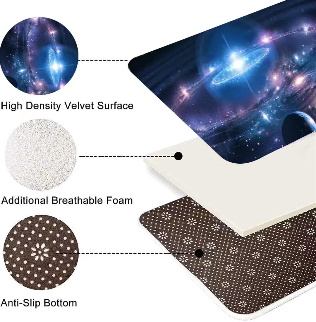 5'×8' Large Blue Galaxy Starry Sky Area Rug - Washable Non-Skid Universe Planet Nebula Print Carpet for Bedroom, Living & Dining Room | Perfect for Space-Themed Decor, Kids Rooms & Astronomy Lovers