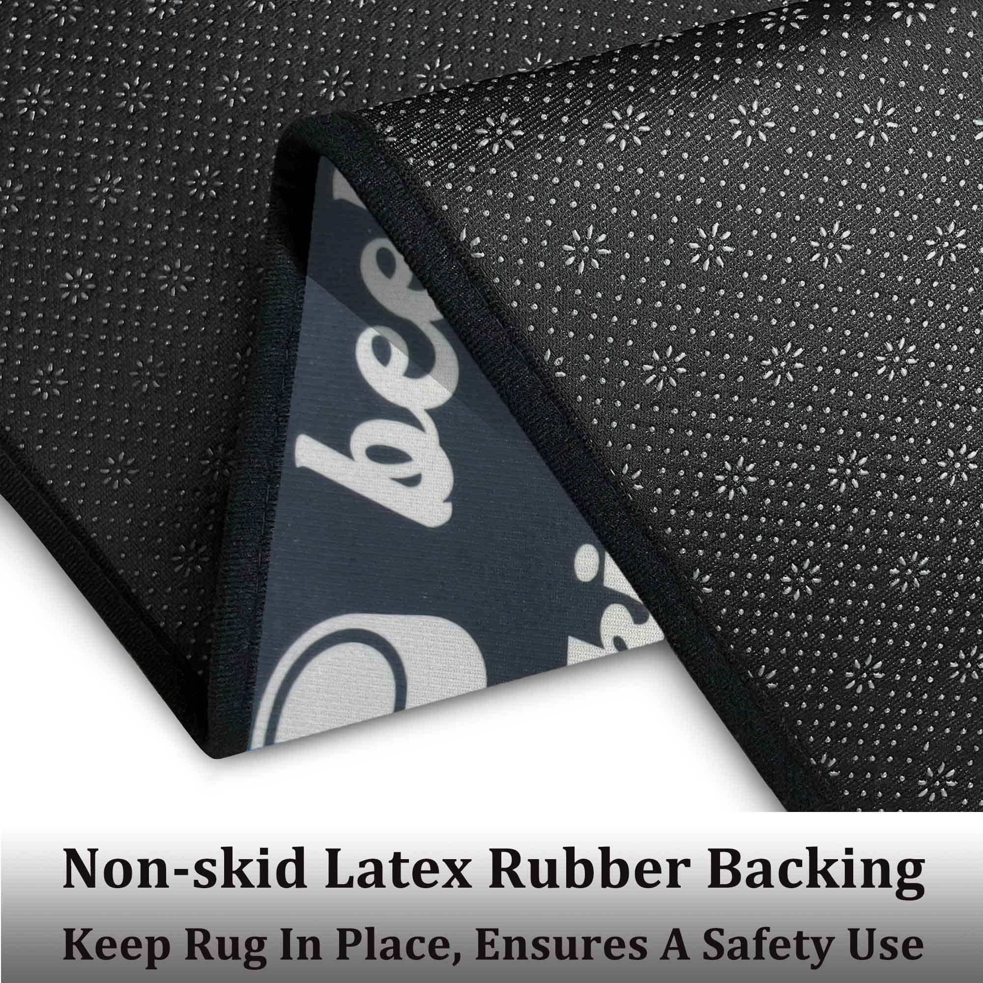 Black Kitchen Rugs Set of 2 - Non-Slip Washable Kitchen Floor Mats & Doormat Runner Rug - 17