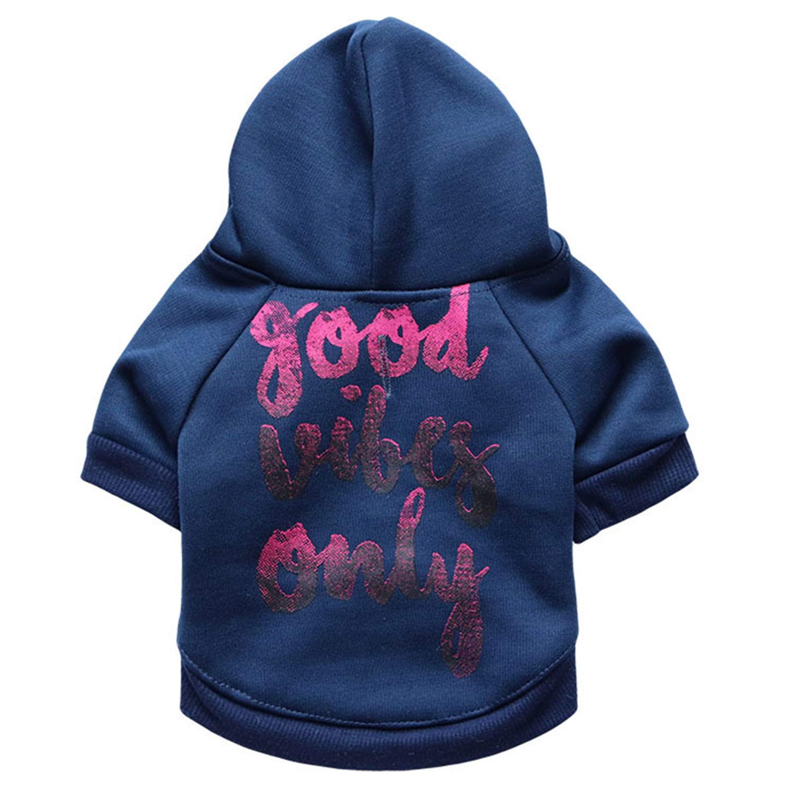 COUTUDI Good Vibes Only Dog Hoodie - Soft Warm Winter Puppy Sweater & Cat Hoodie for Small Dogs - Cozy Casual Dog Coat & Sweatshirt for Indoor & Outdoor Winter Adventures