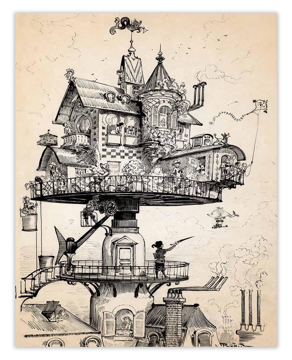 Vintage Steampunk Halloween Wall Art - 11x14 Unframed Prints for Goth & Wiccan Home Decor | Perfect for Fall & Witchy Interiors
