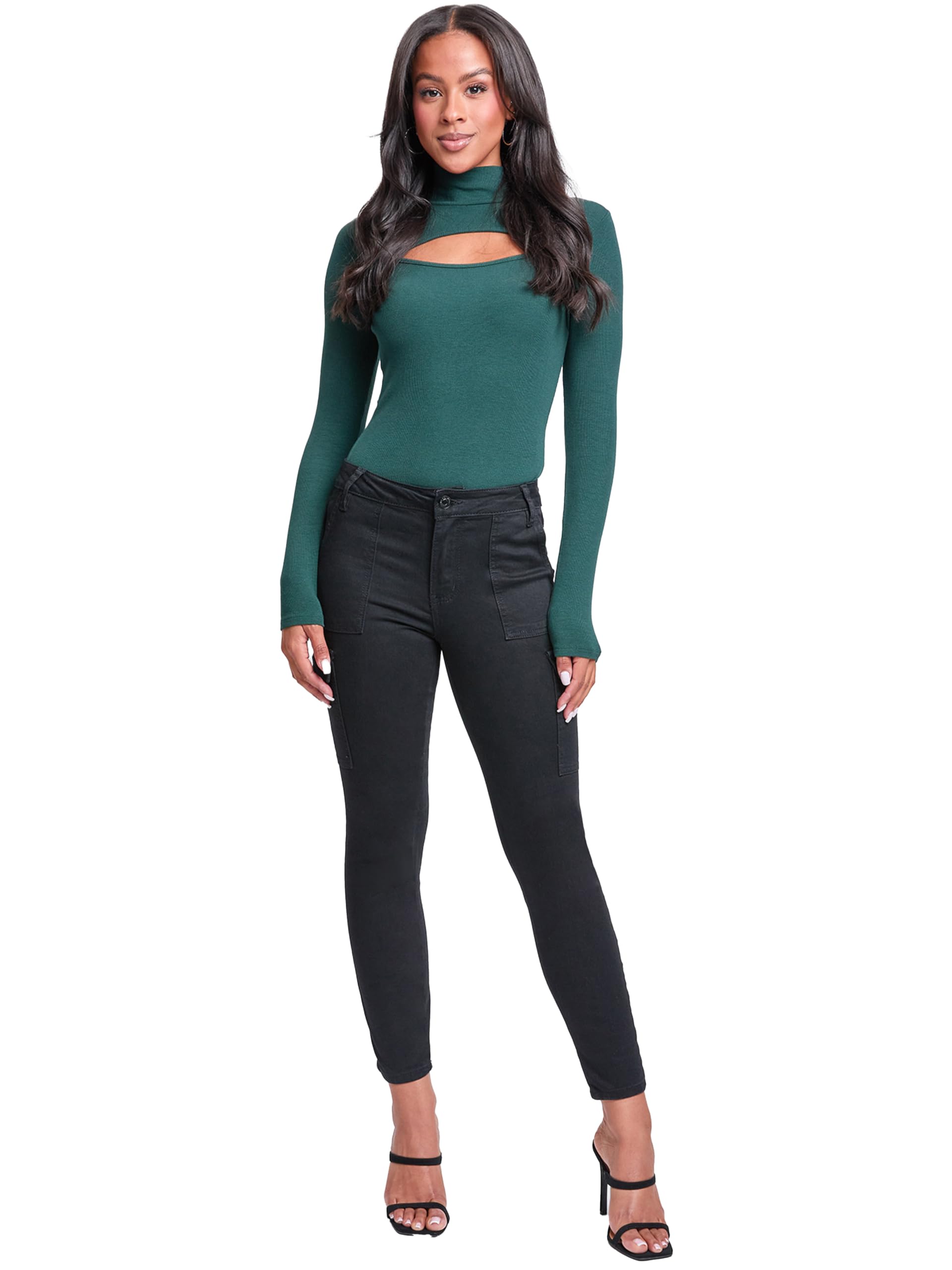 YMI Women's High Rise Skinny Cargo Jeans - Stretch Denim Pants with Pockets | Trendy Casual & Workwear for Everyday Comfort