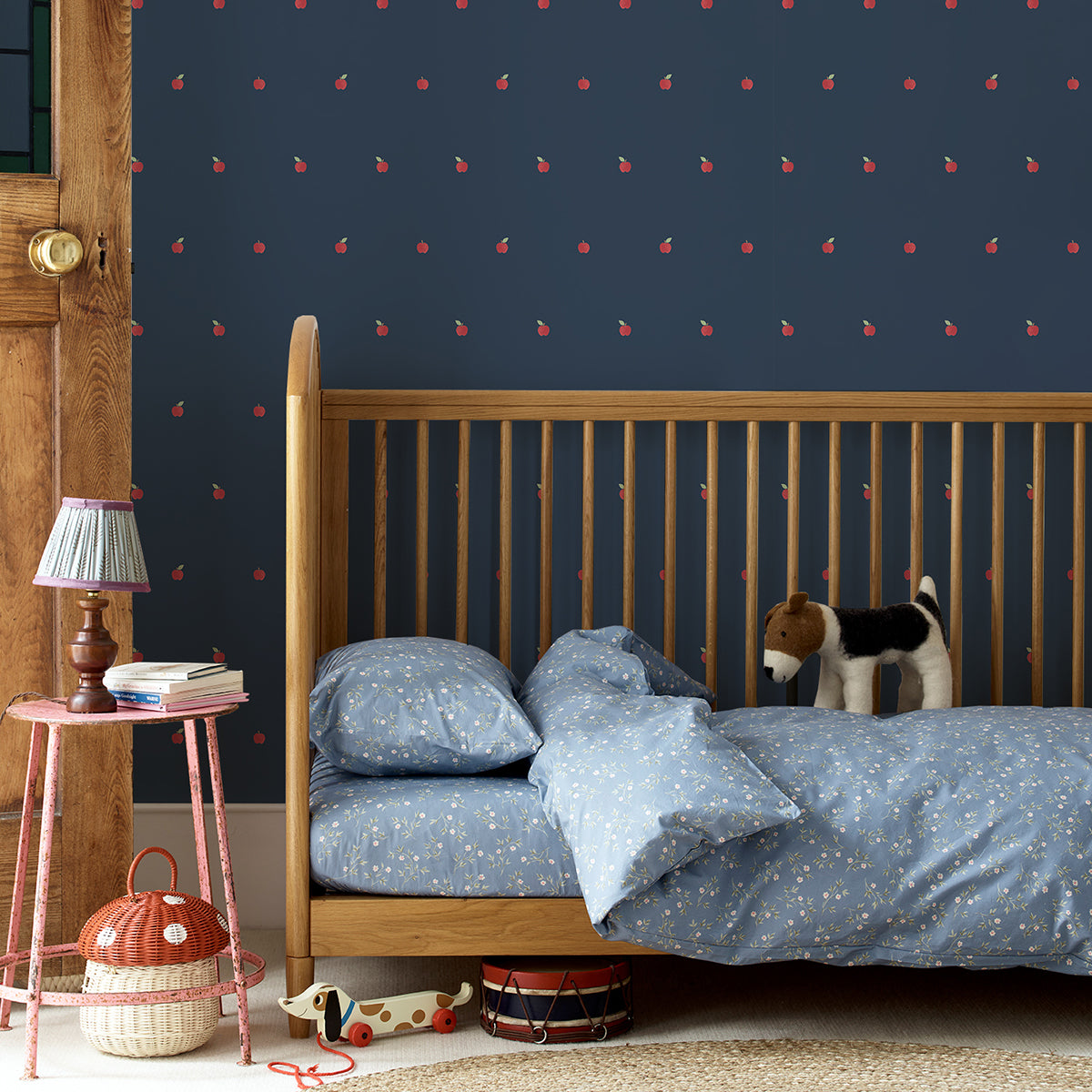 Moonlit Blue Apple Wallpaper - Premium Peel & Stick Removable Wallpaper for Bedroom, Living Room, and Office Decor