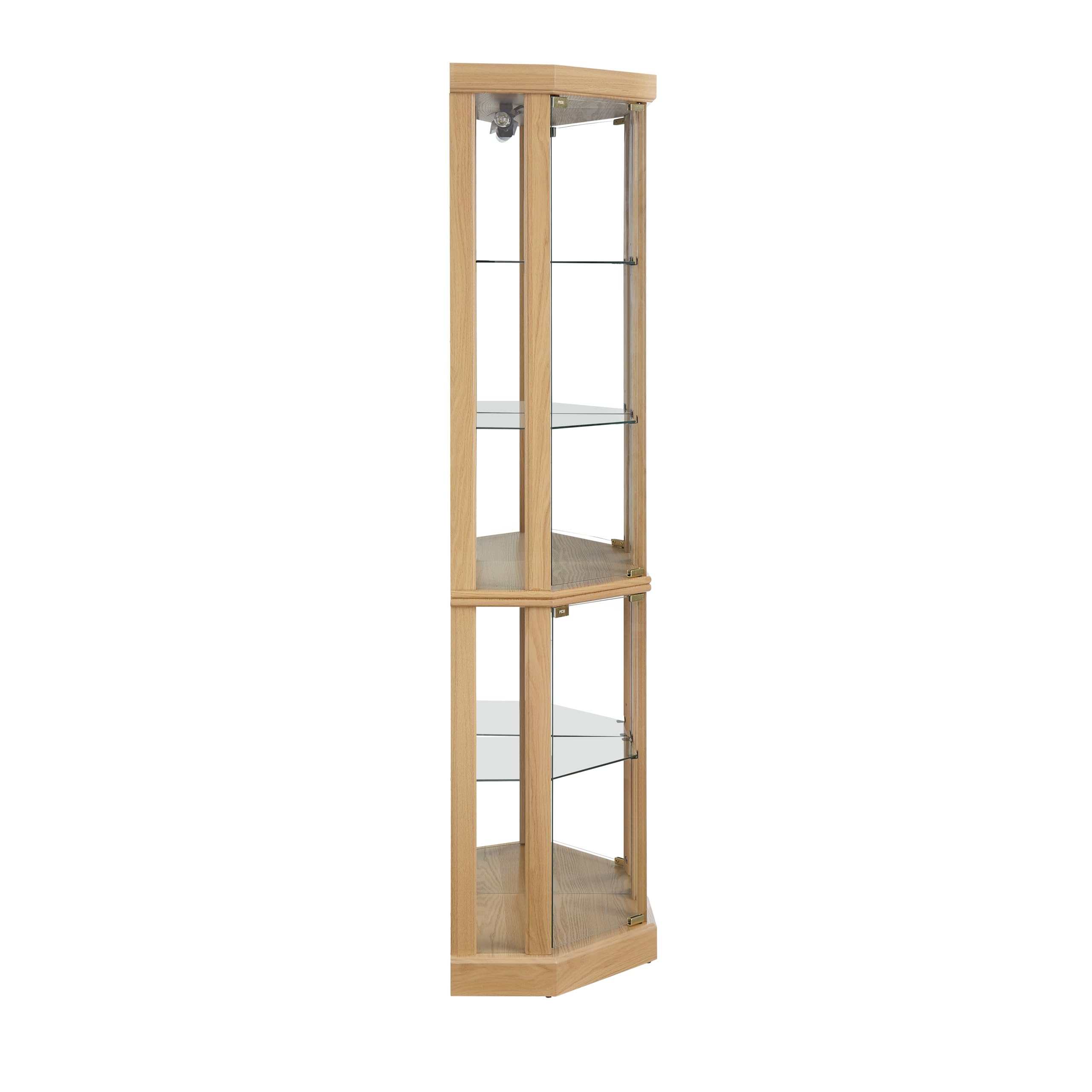Dolonm Corner Curio Cabinet with LED Lighting - Glass Door Display Cabinet with Adjustable Shelves & Mirrored Back - Perfect for Living Room, Dining Room or Bedroom Decor - Natural Finish