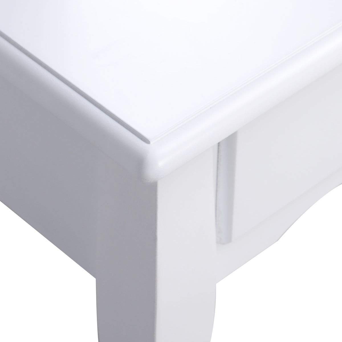 360° Rotating Vanity Set with Mirror & Cushioned Stool - White Wooden Makeup Dressing Table with Drawers for Bedroom | Perfect for Makeup, Skincare & Hair Styling