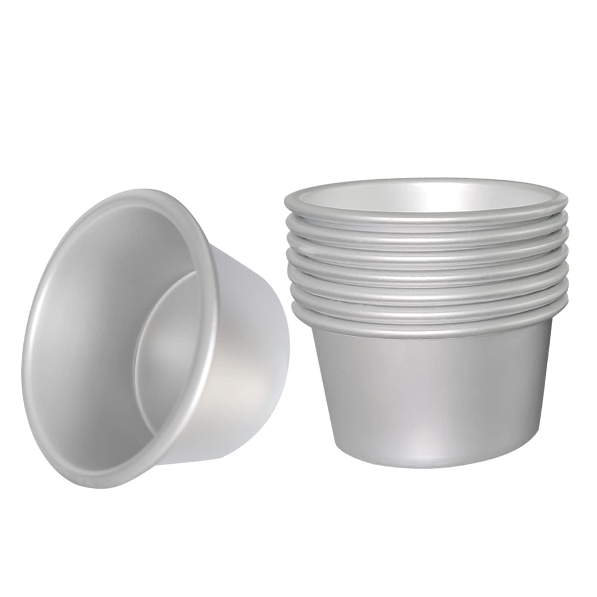 8-Piece Aluminum Pudding Cups Molds - 3.74 x 2 x 2.87 Inch Popover Pan for Cupcake, Muffin & Baking - Perfect for Desserts, Party Treats & Home Cooking