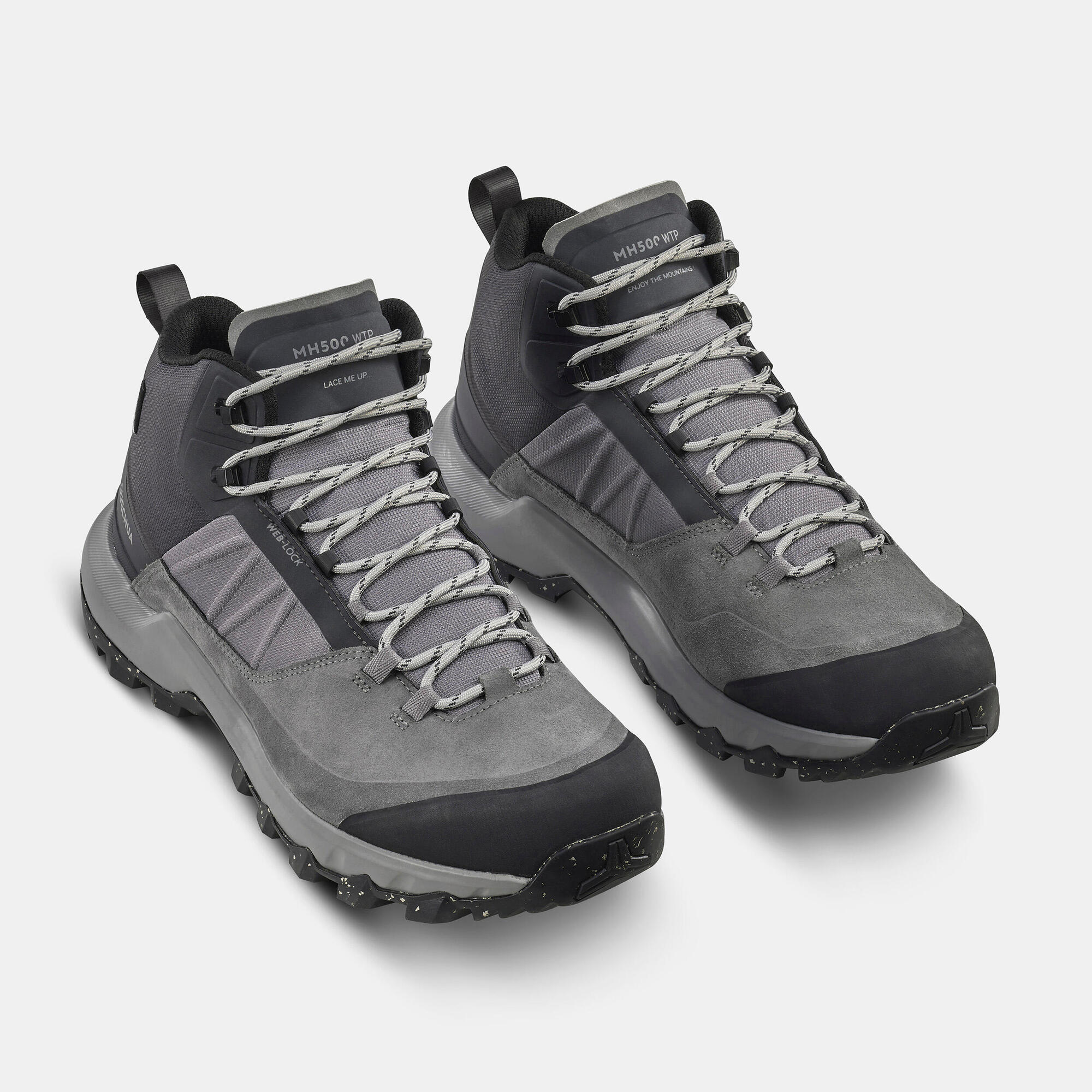 Quechua Men's MH500 Waterproof Mid Hiking Boots - Lightweight Trekking Shoes for Outdoor Adventures, Camping & Mountain Climbing