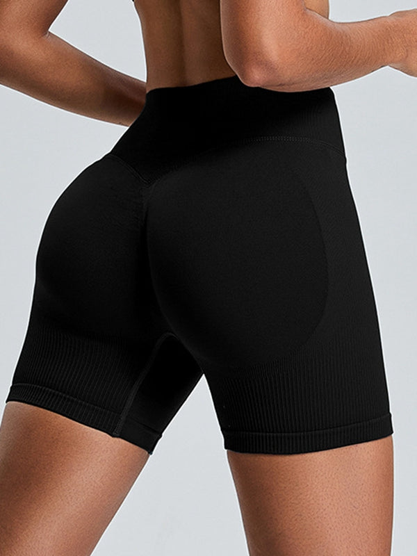 ZASUWA Women's High Waisted Ribbed Scrunch Bum Seamless Workout Shorts - Yoga, Running, Gym & Lounge Wear
