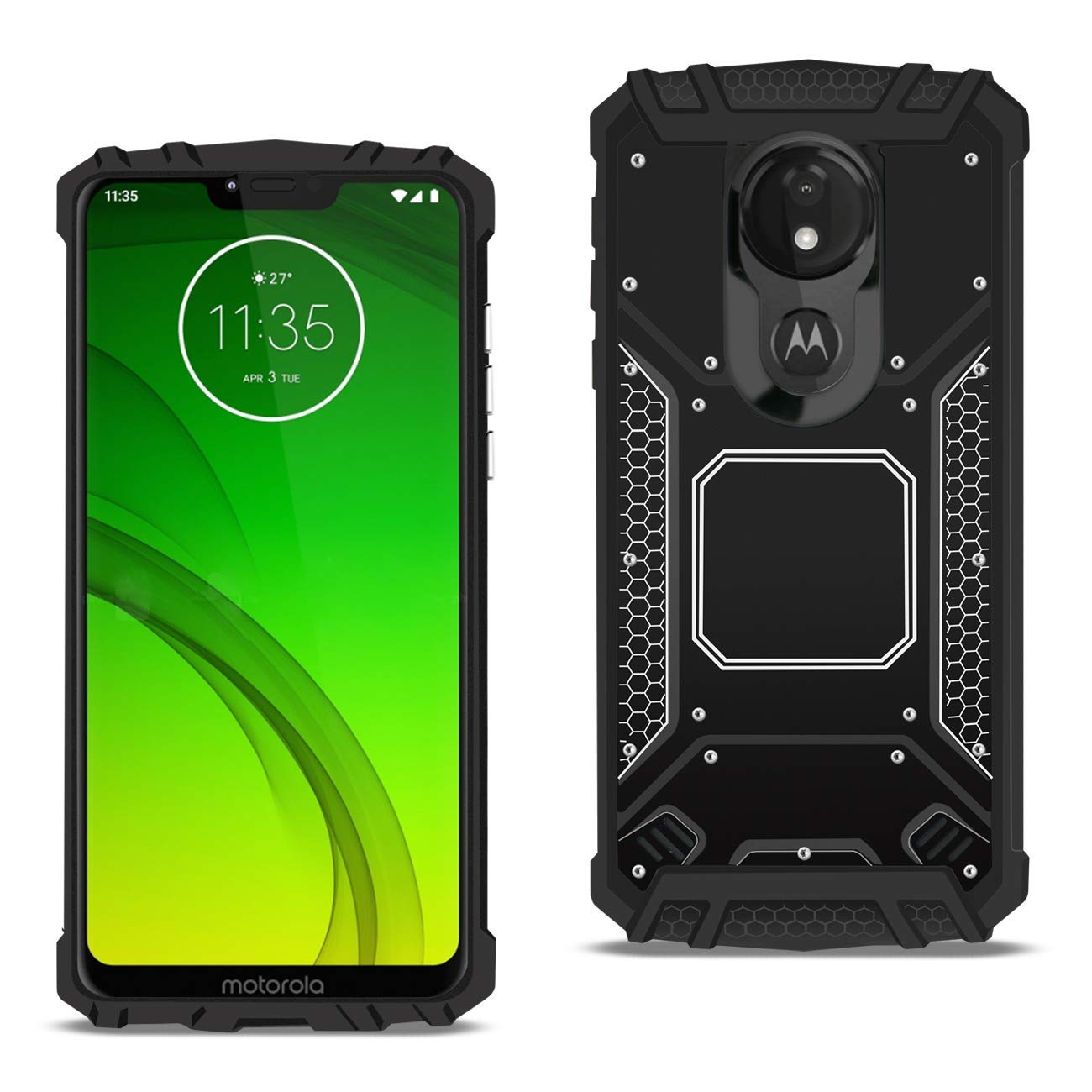 Premium Aluminum Hybrid Case for LG K51/Reflect/Q51 - Magnetic Metal Plate Compatible - Shockproof Protective Cover (Black) | Perfect for Work, Travel & Everyday Use