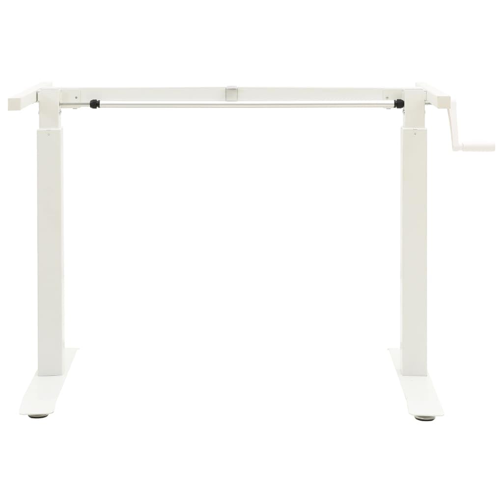 Adjustable Standing Desk Frame with Hand Crank - White Ergonomic Sit Stand Desk Base for Home Office & Computer Workstations | Perfect for Remote Work, Gaming & Study Spaces