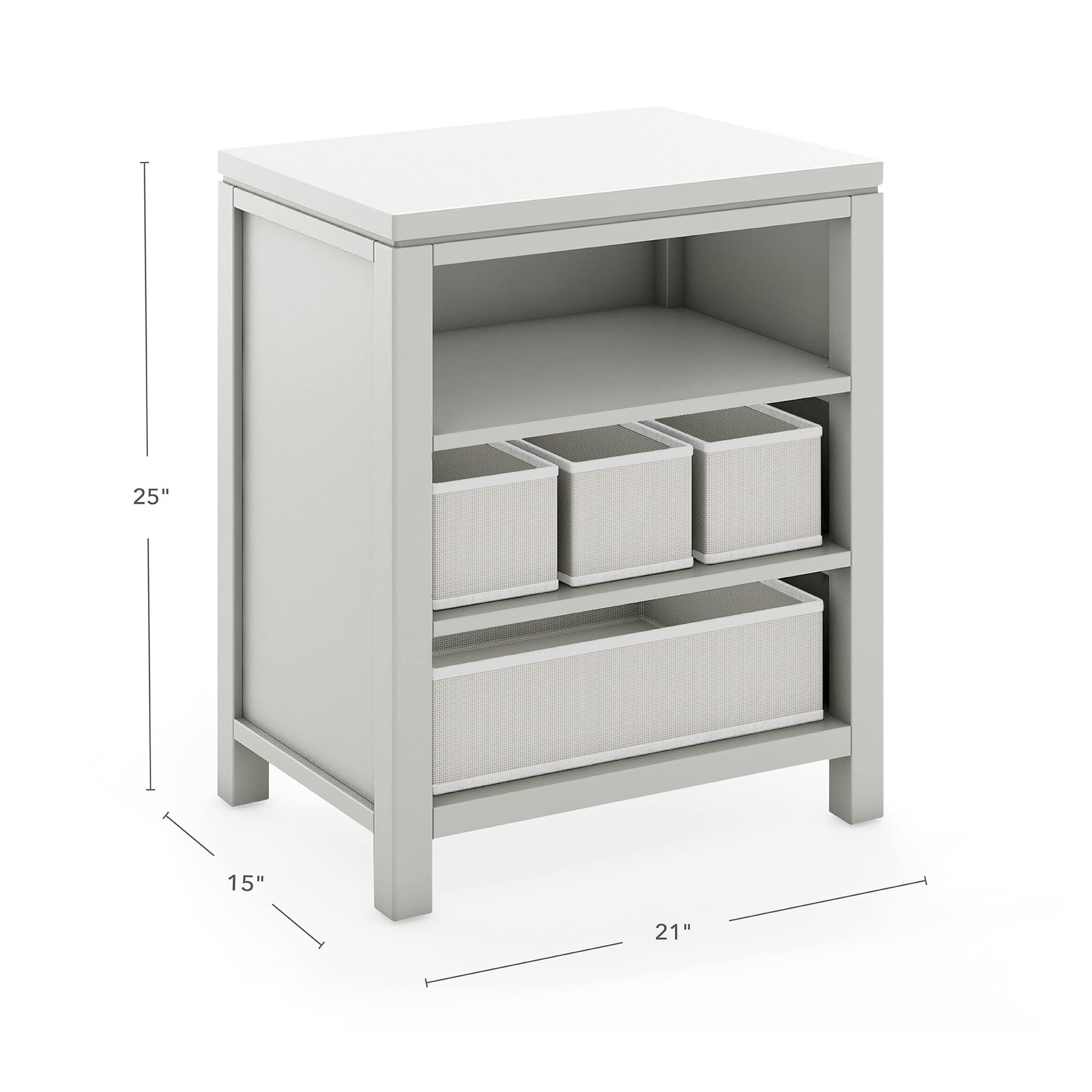 Martha Stewart Crafting Kids' Open Storage Shelf - Gray Wooden Organizer with Bins for Art Supplies, Toys & School Supplies | Perfect for Bedroom, Playroom & Classroom Organization