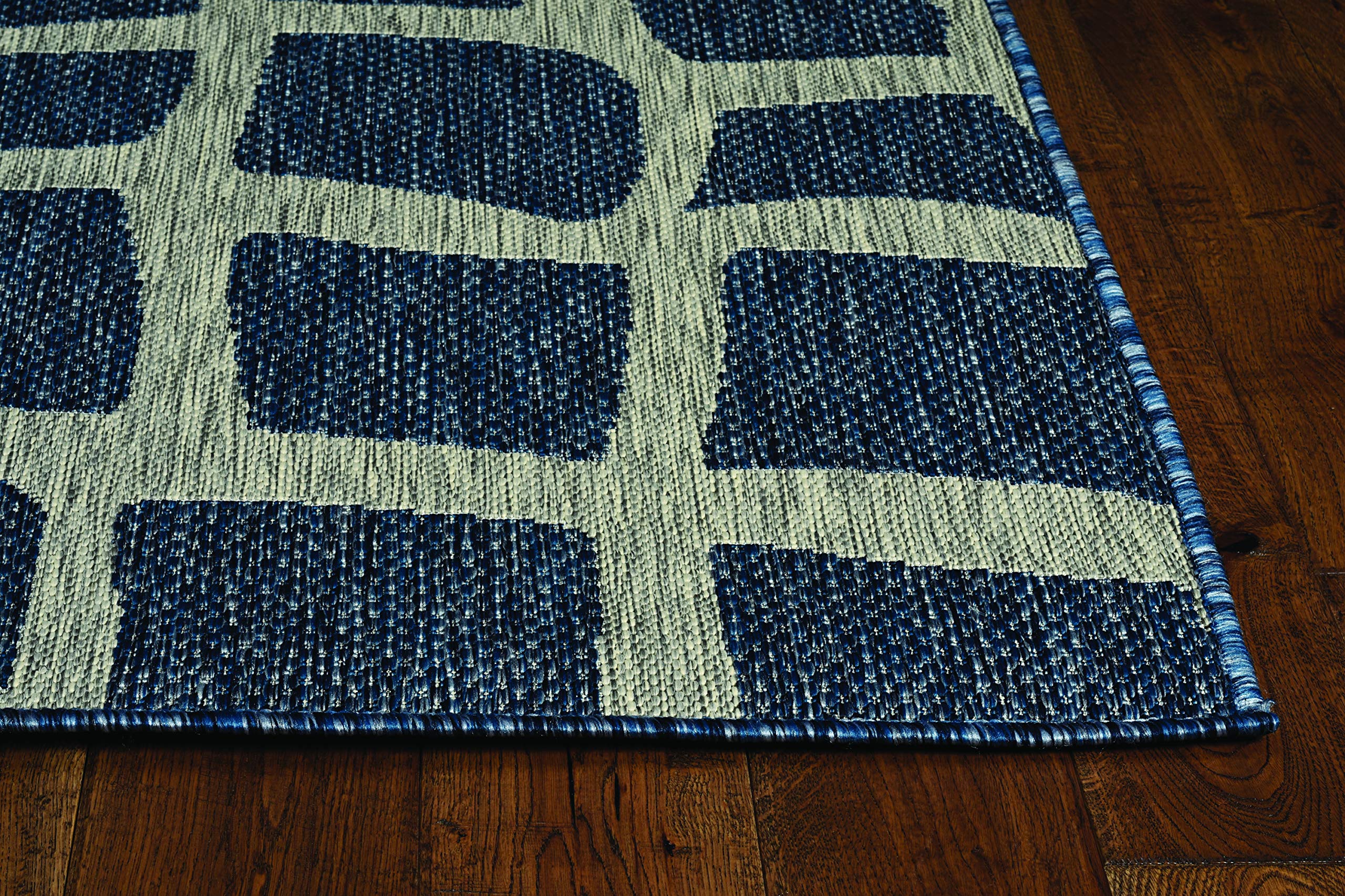 Premium 7'10 Round Indoor/Outdoor Area Rug - Soft & Durable Blue Grey Carpet for Living Room, Bedroom, Patio - Water-Resistant & Easy to Clean Home Decor Accent Rug