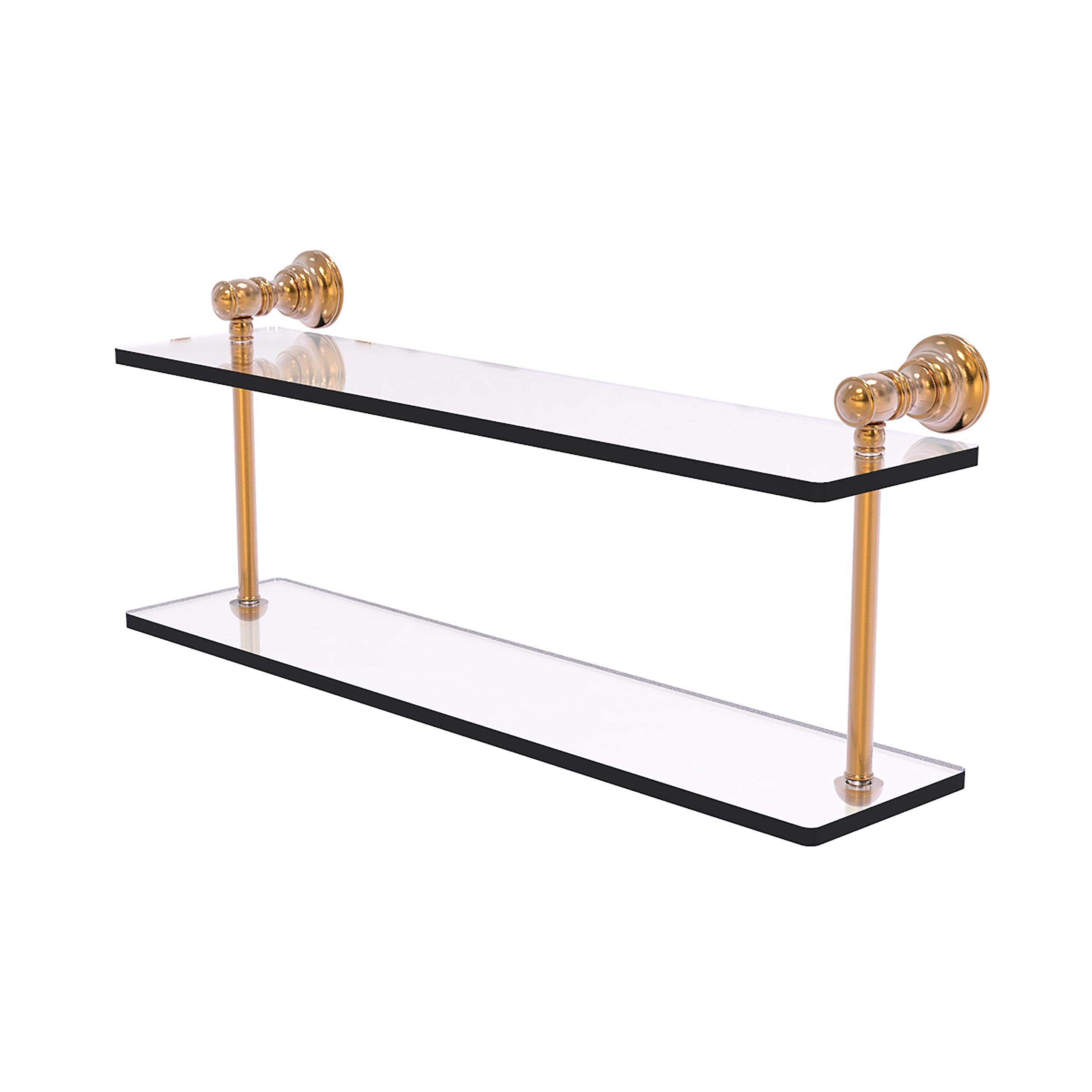 Allied Brass CL-2-22 Carolina Collection 22 Inch Two-Tiered Glass Shelf in Brushed Bronze - Perfect for Bathroom Storage, Kitchen Organization, and Living Room Decor