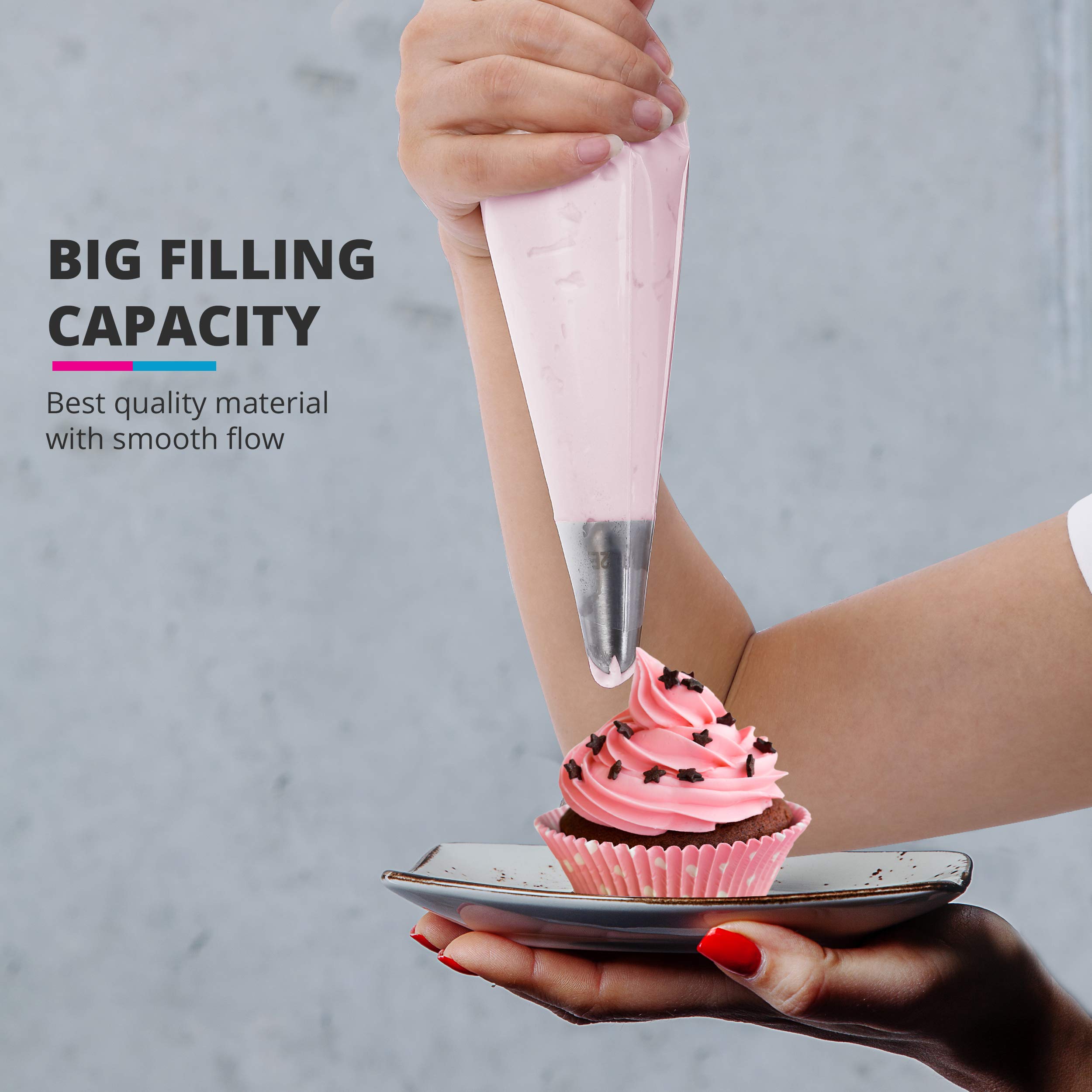 100 Pack 15 Inch Disposable Piping Bags - Heavy Duty Anti-Burst Pastry Decorating Bags for Cake Frosting, Cupcake Icing, Cookie Decorating - Perfect for Home Baking, Party Treats & Professional Cake Design